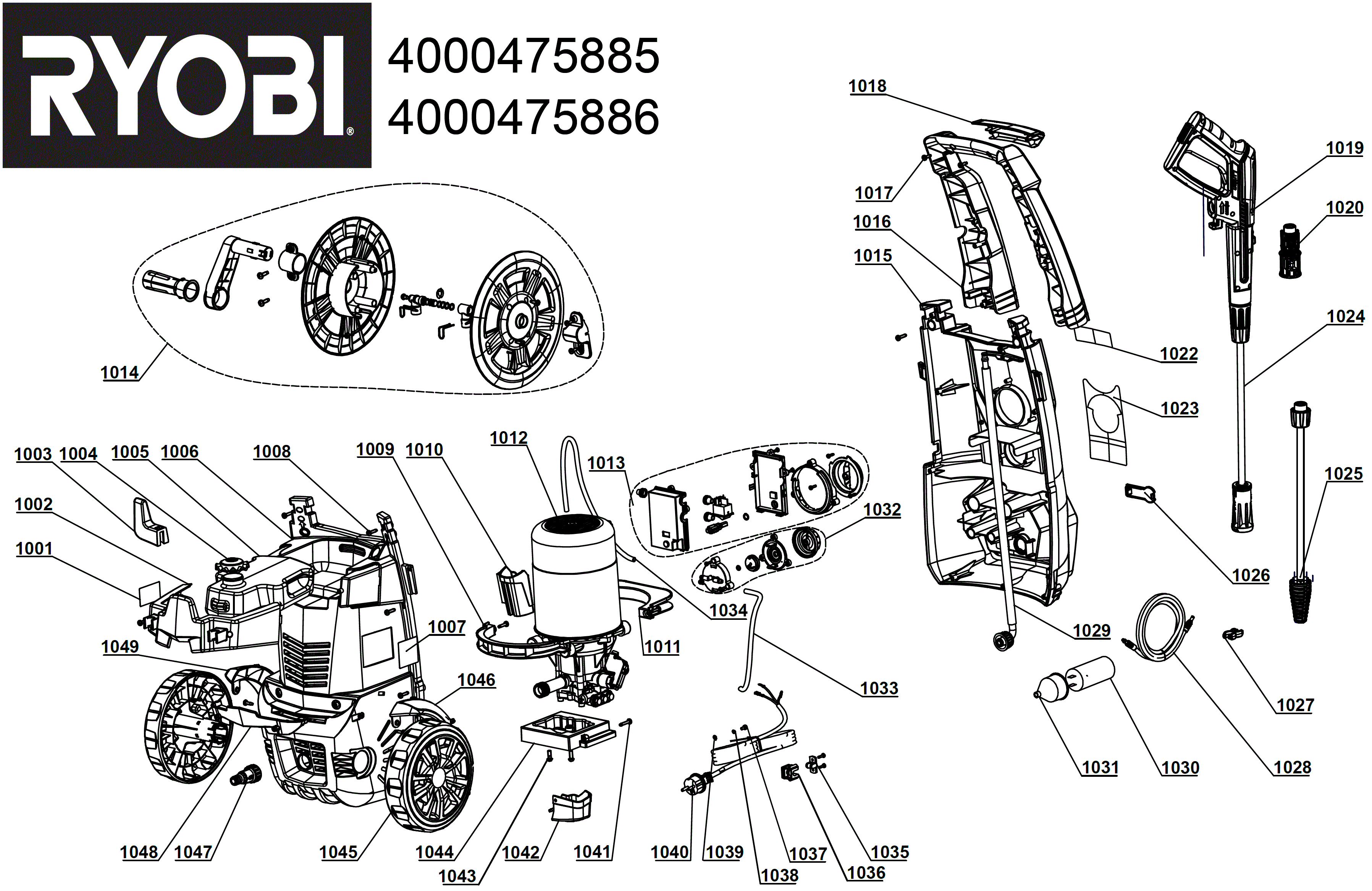 Vue éclatée Ryobi RY170PWA 4000475886#01