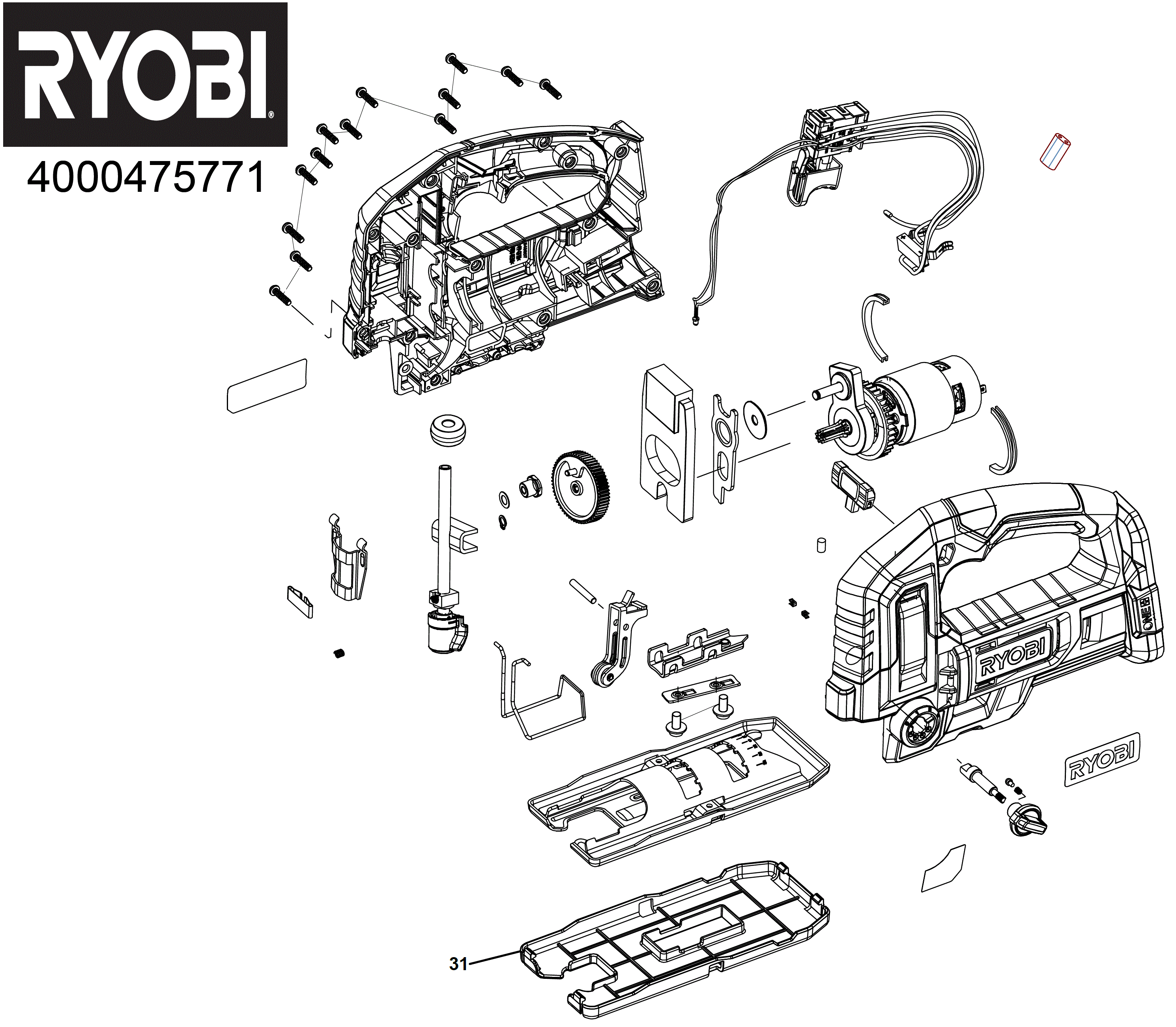 Vue éclatée Ryobi RJS18-0 4000475771#01