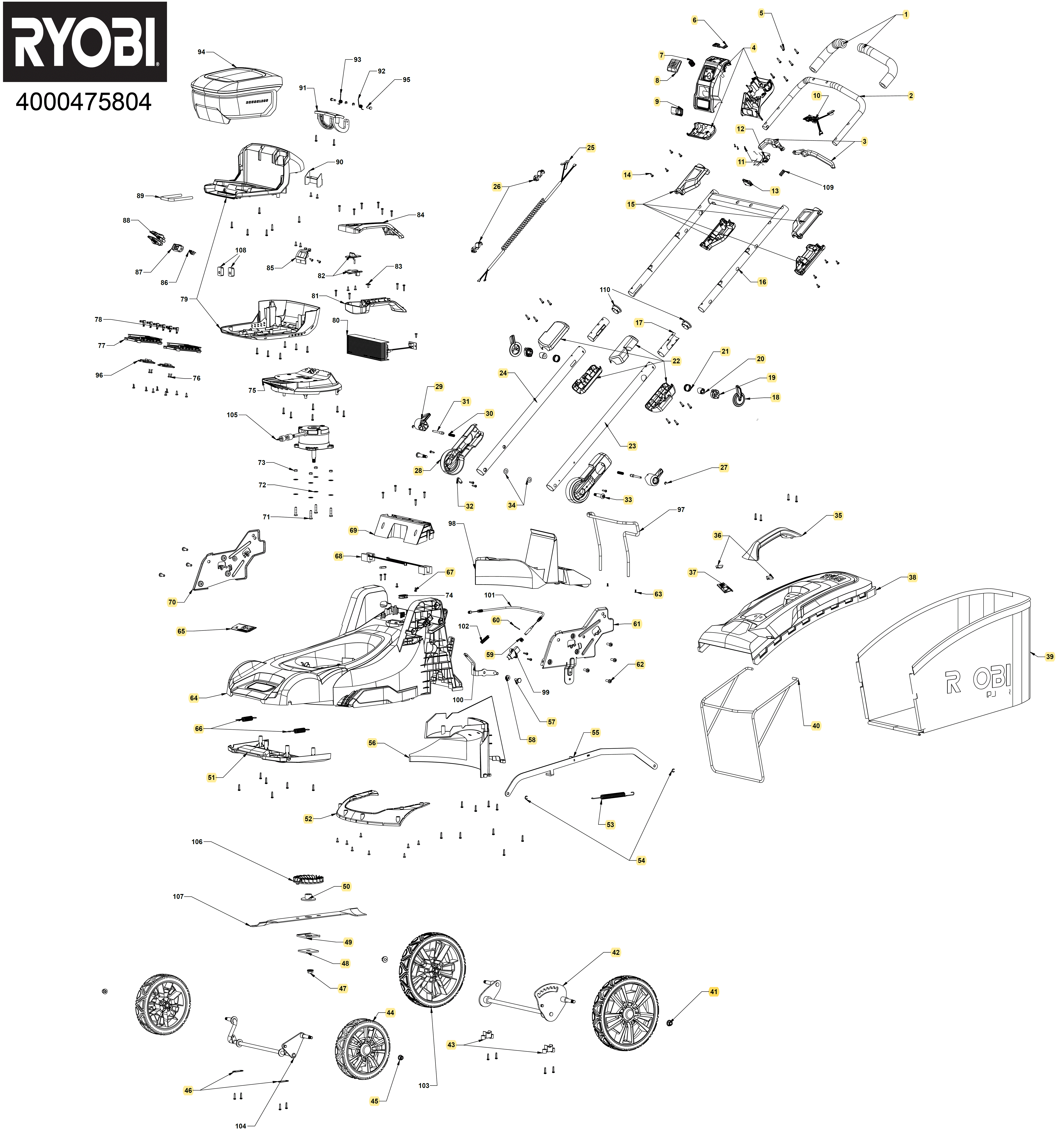 Vue éclatée Ryobi RY36LMX46A-240 4000475804#01