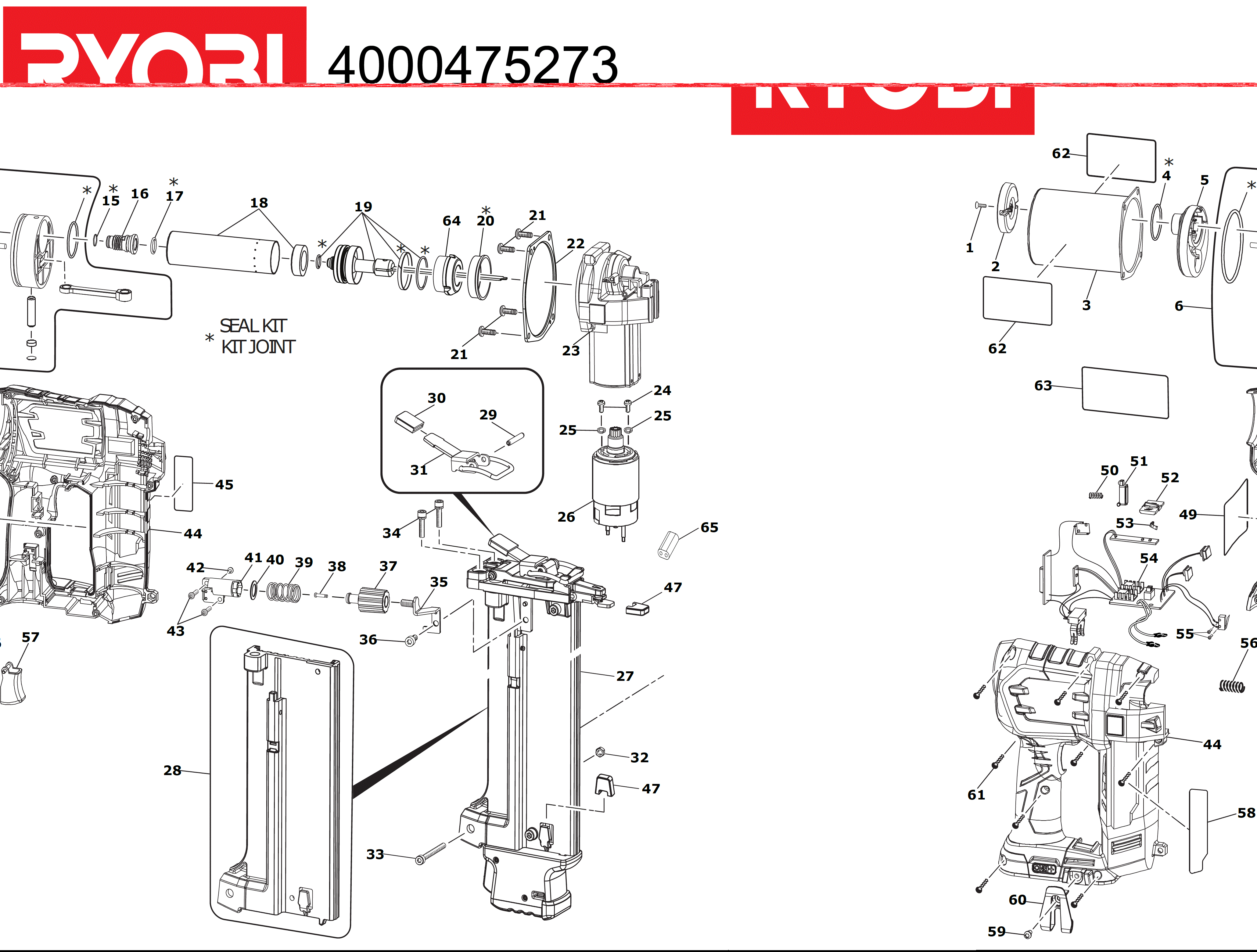 Vue éclatée Ryobi R18GN18-140SK 4000475273#01
