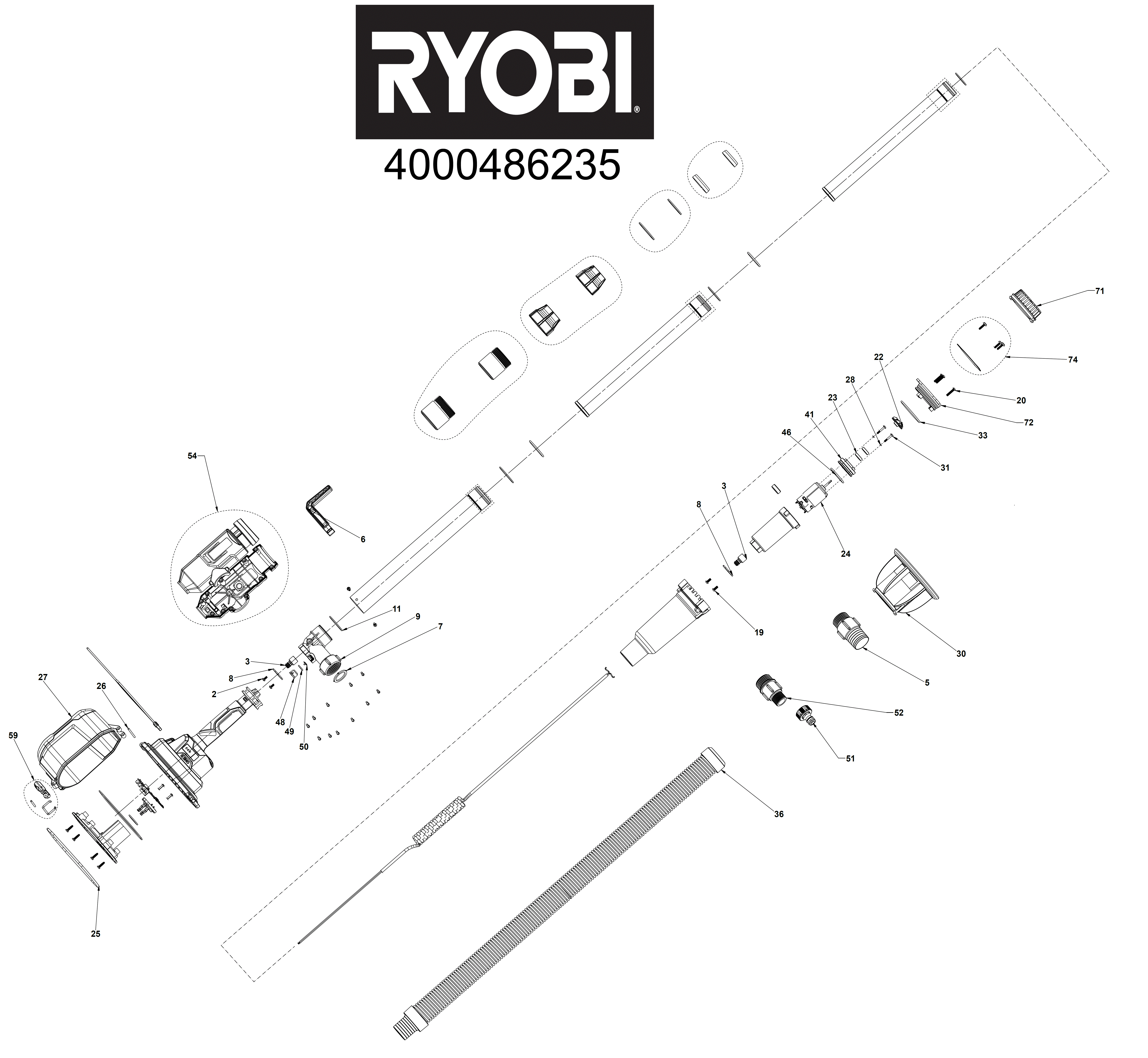 Vue éclatée Ryobi RY18STPA-0 4000486235#01