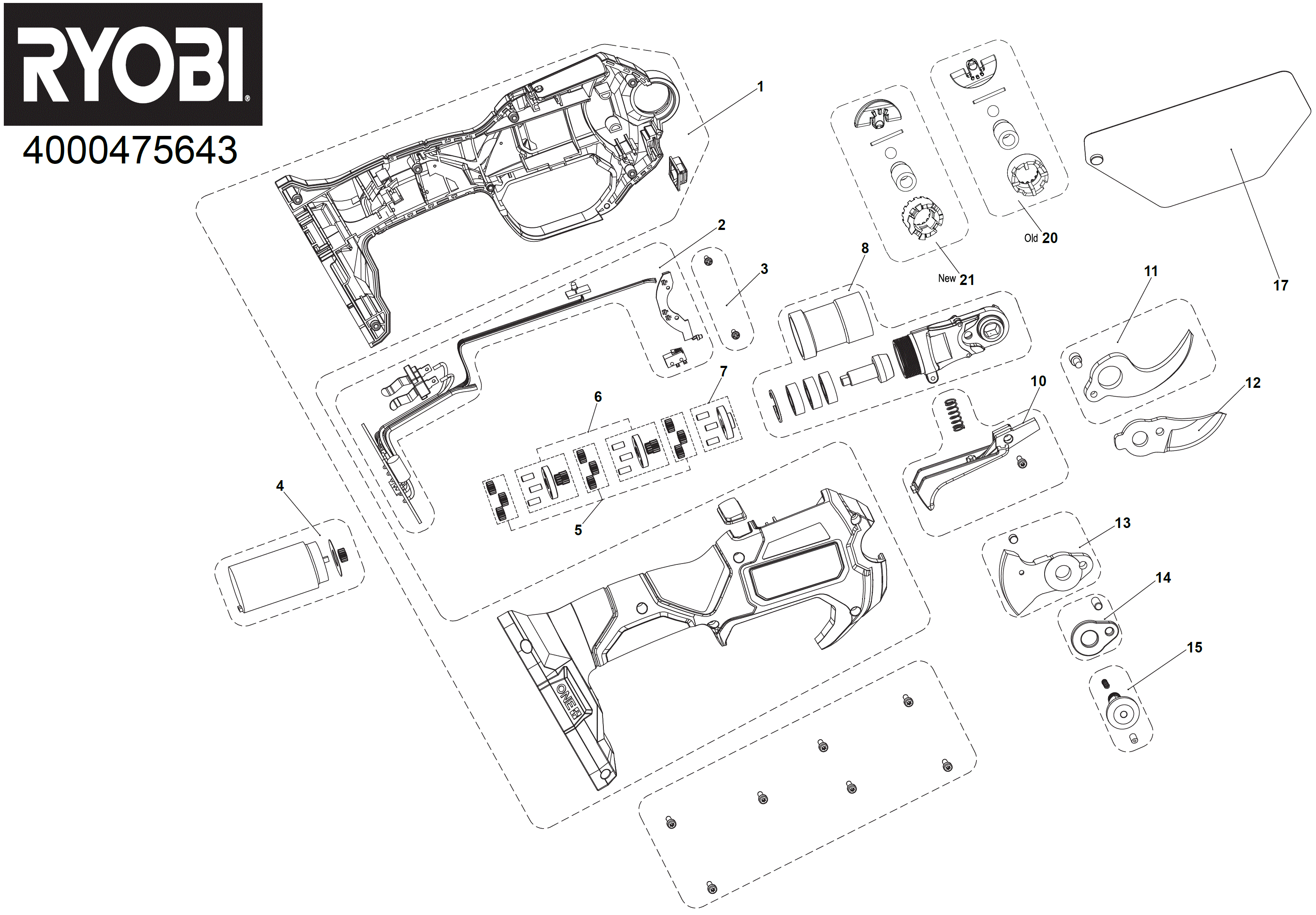 Vue éclatée Ryobi RY18SCXA-120T 4000475643#01
