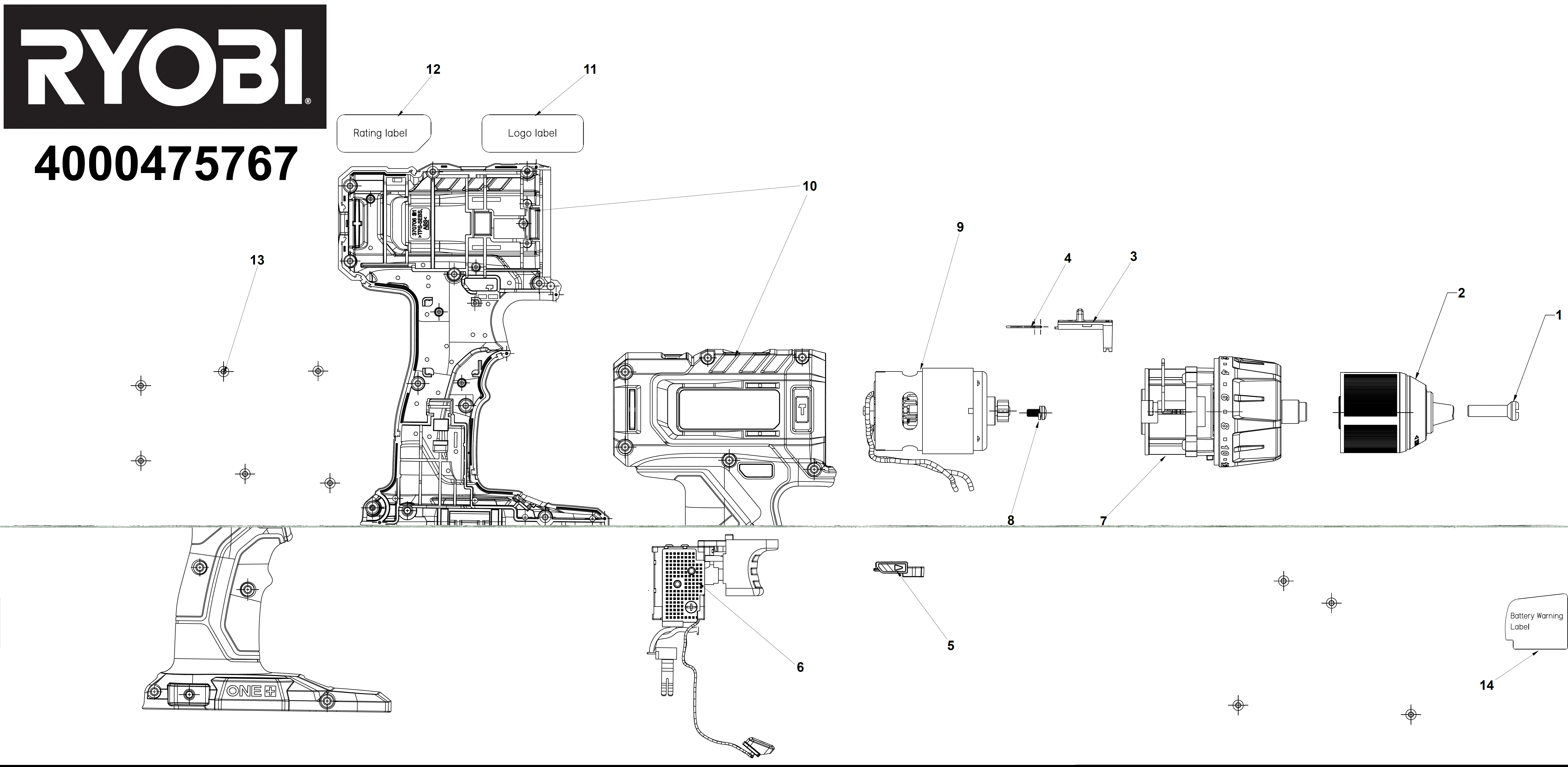 Vue éclatée Ryobi RPD18-252TA127 4000475767#01