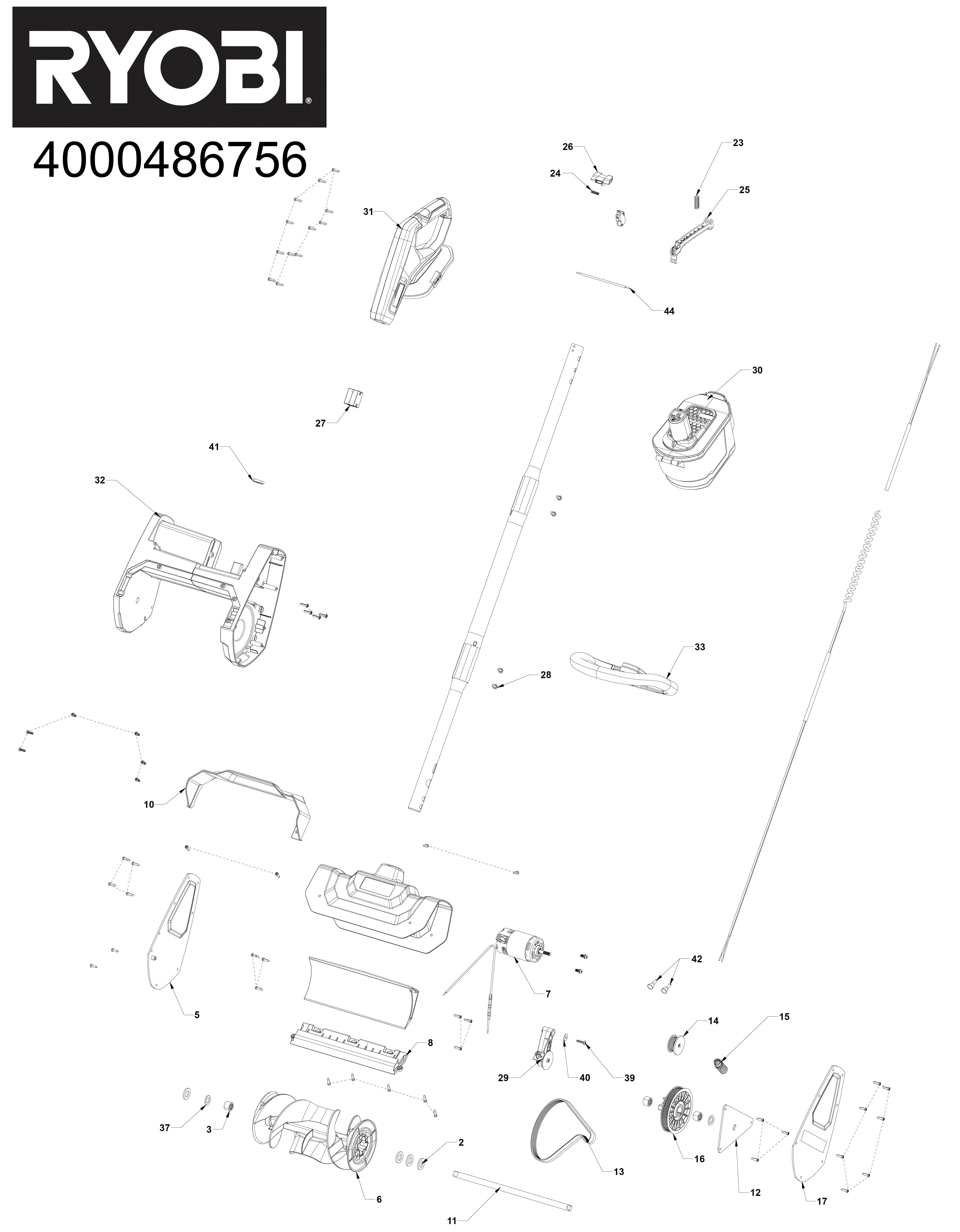 Vue éclatée Ryobi RY18ST25A-0 4000486756#01