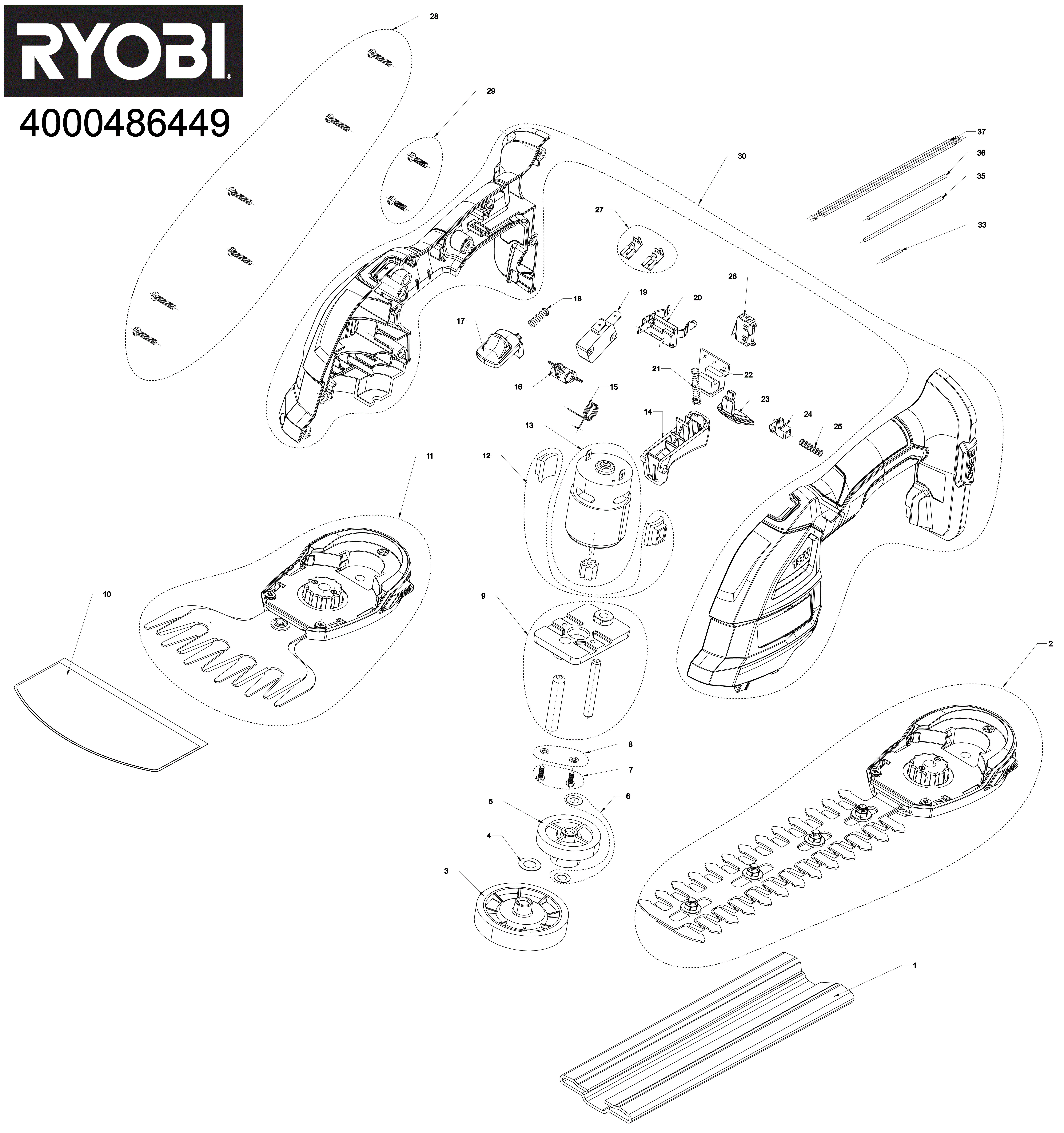 Vue éclatée Ryobi RY18GSA-120 4000486449#01