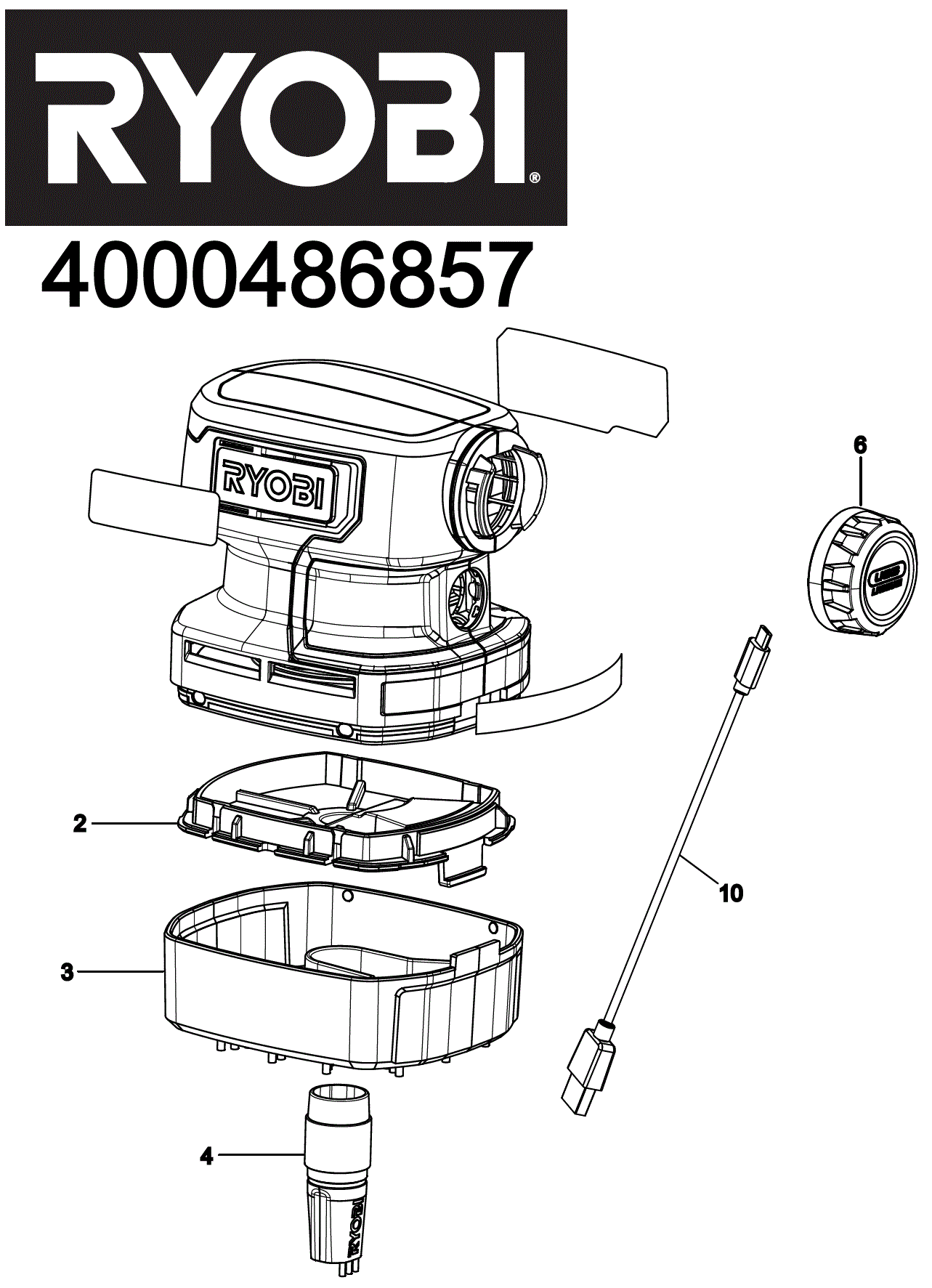 Vue éclatée Ryobi RDV4-0 4000486857#01