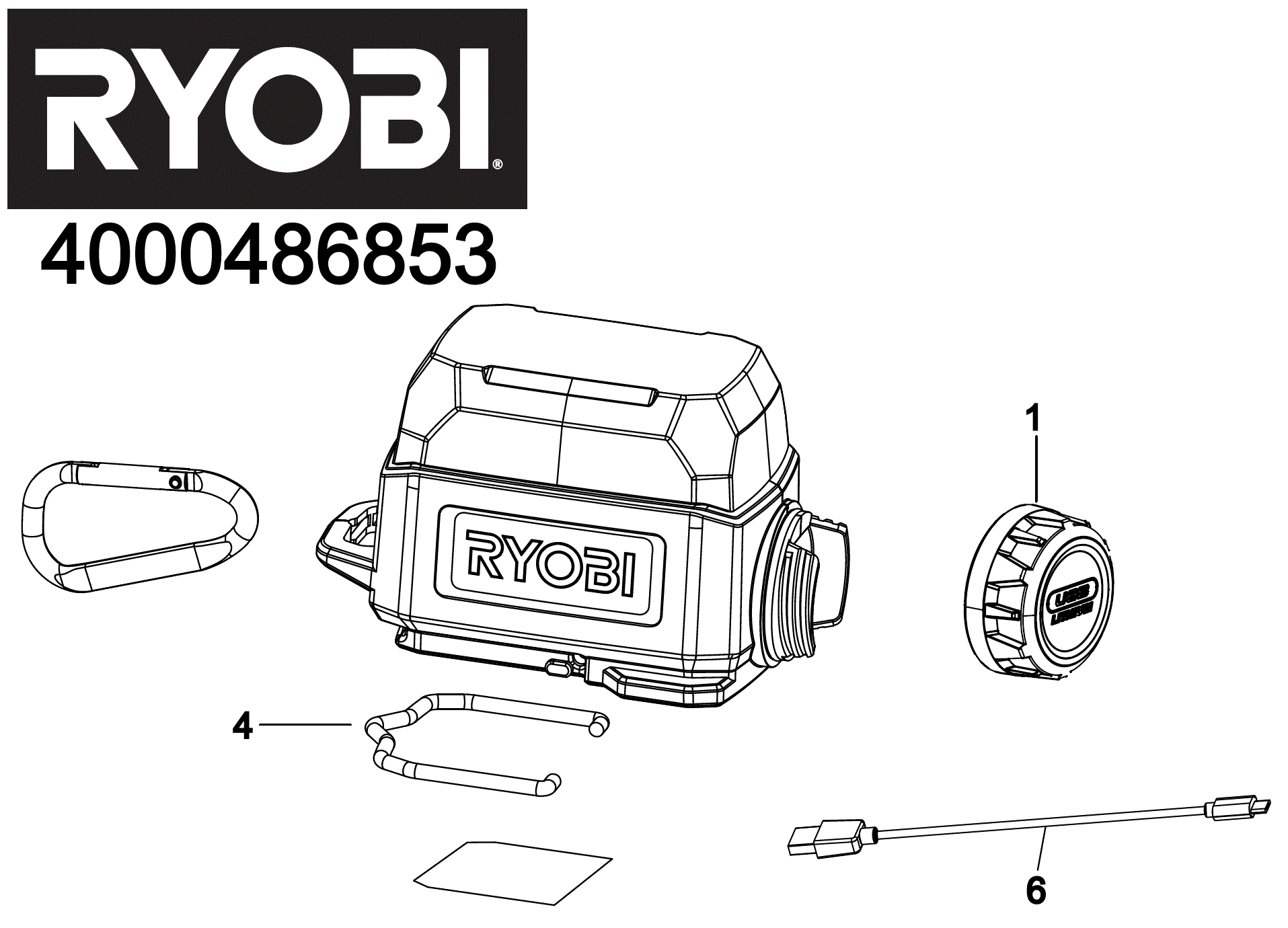 Vue éclatée Ryobi RLA4-0 4000486853#01