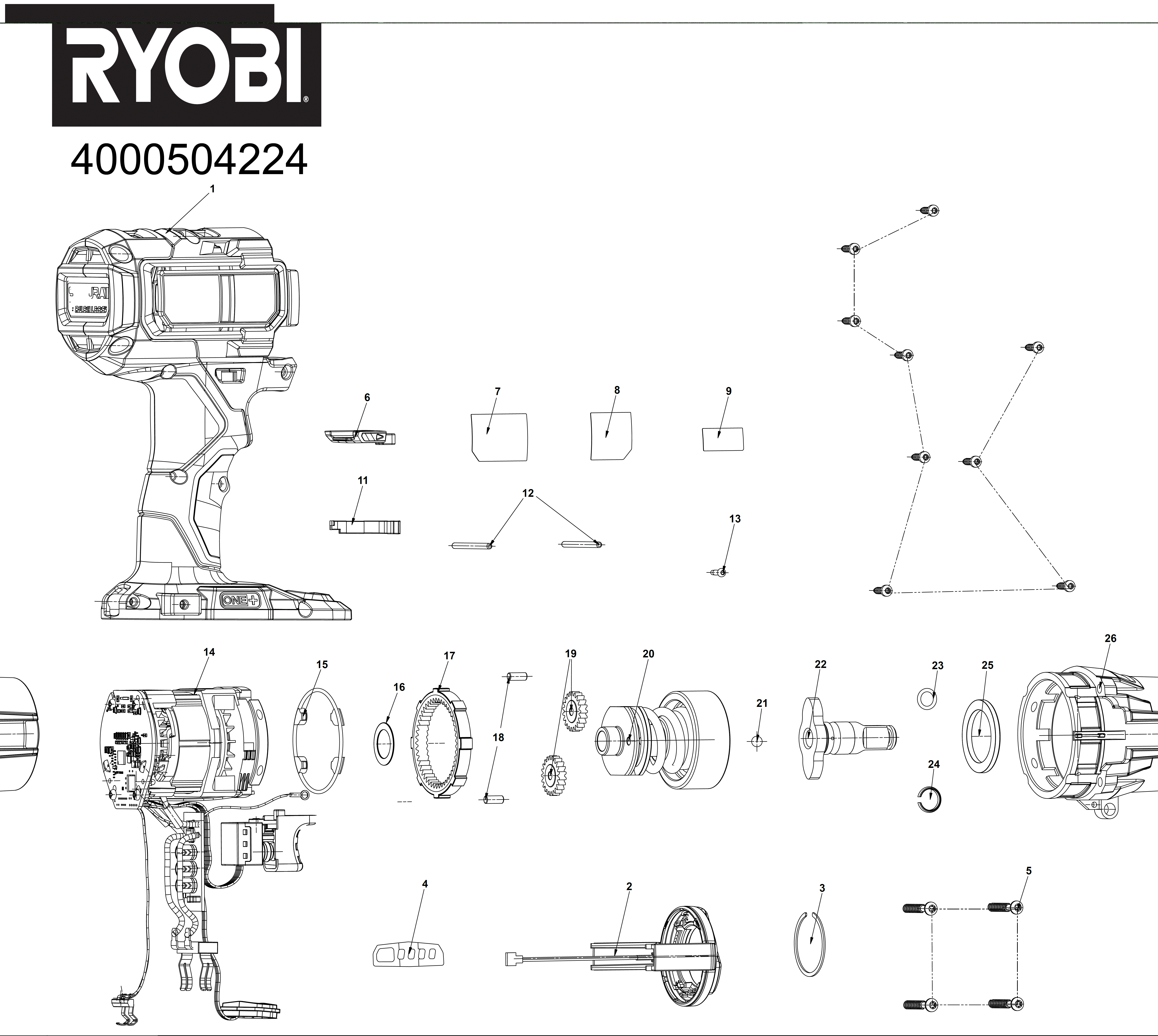 Vue éclatée Ryobi RIW18BL-0 4000504224#01