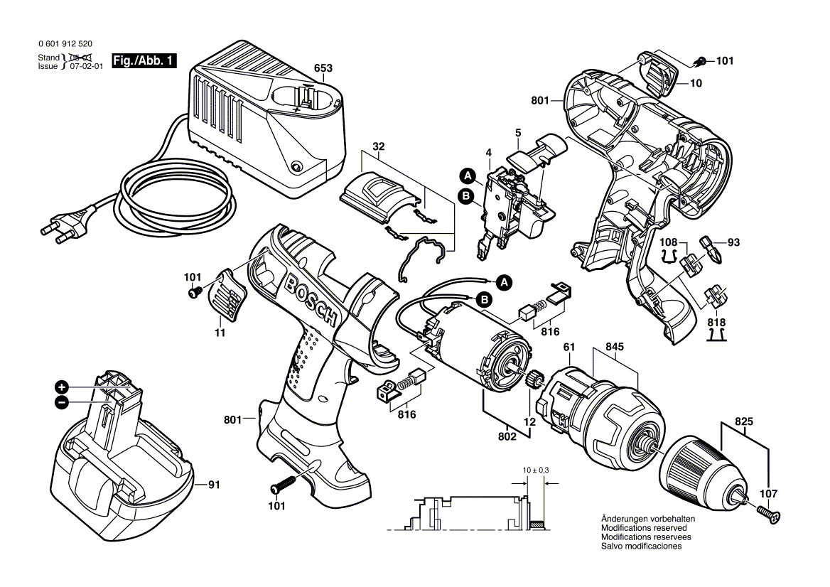 PIECES DETACHEES PERCEUSE VISSEUSE BOSCH GSR 12 VE-2