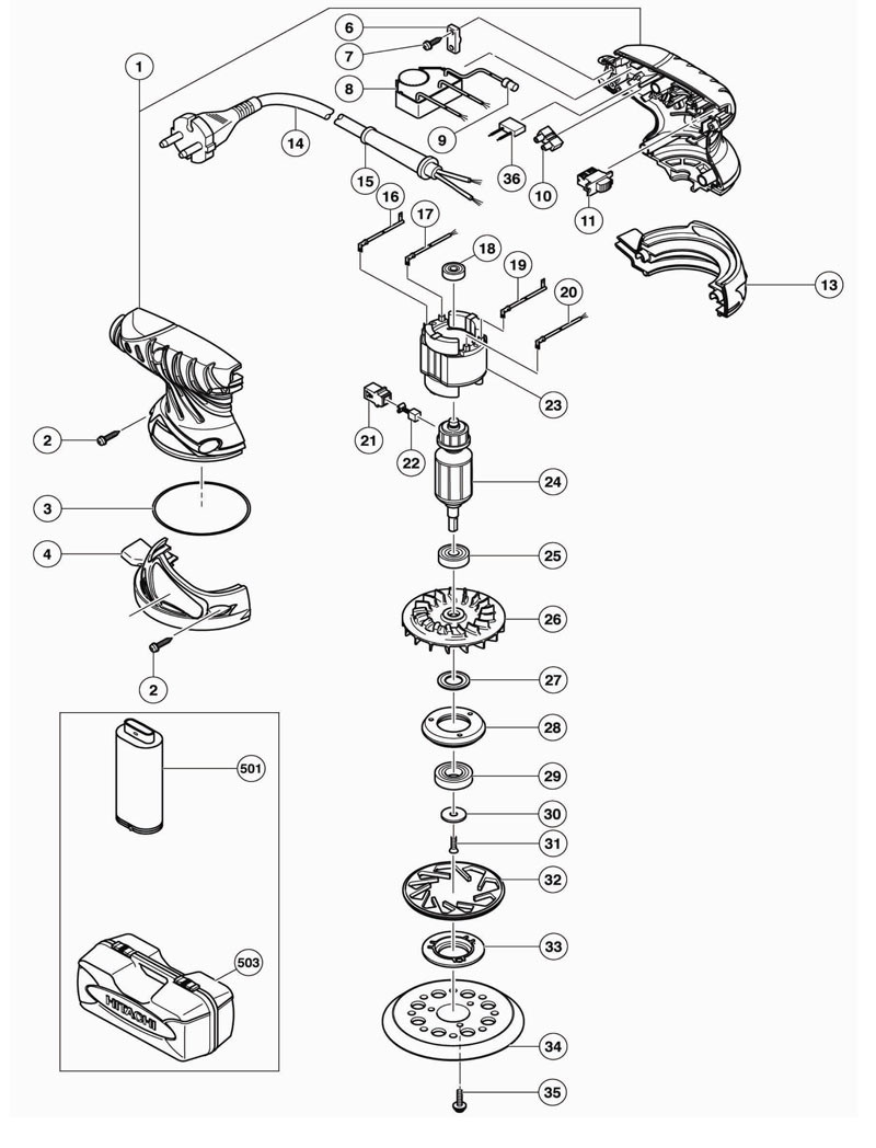 PIECES DETACHEES PONCEUSE HITACHI S13YA