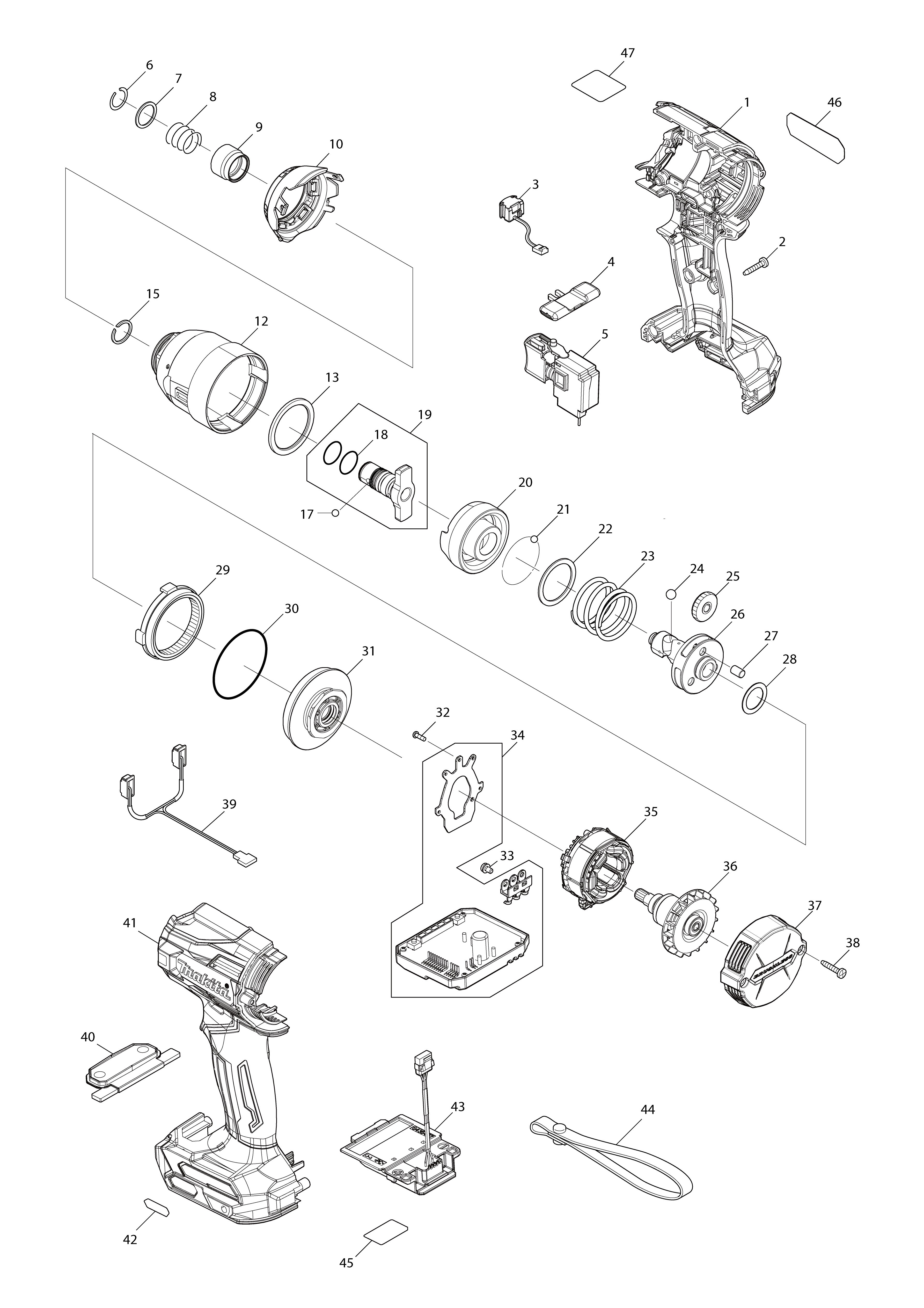 Vue éclatée Makita TD001G#01