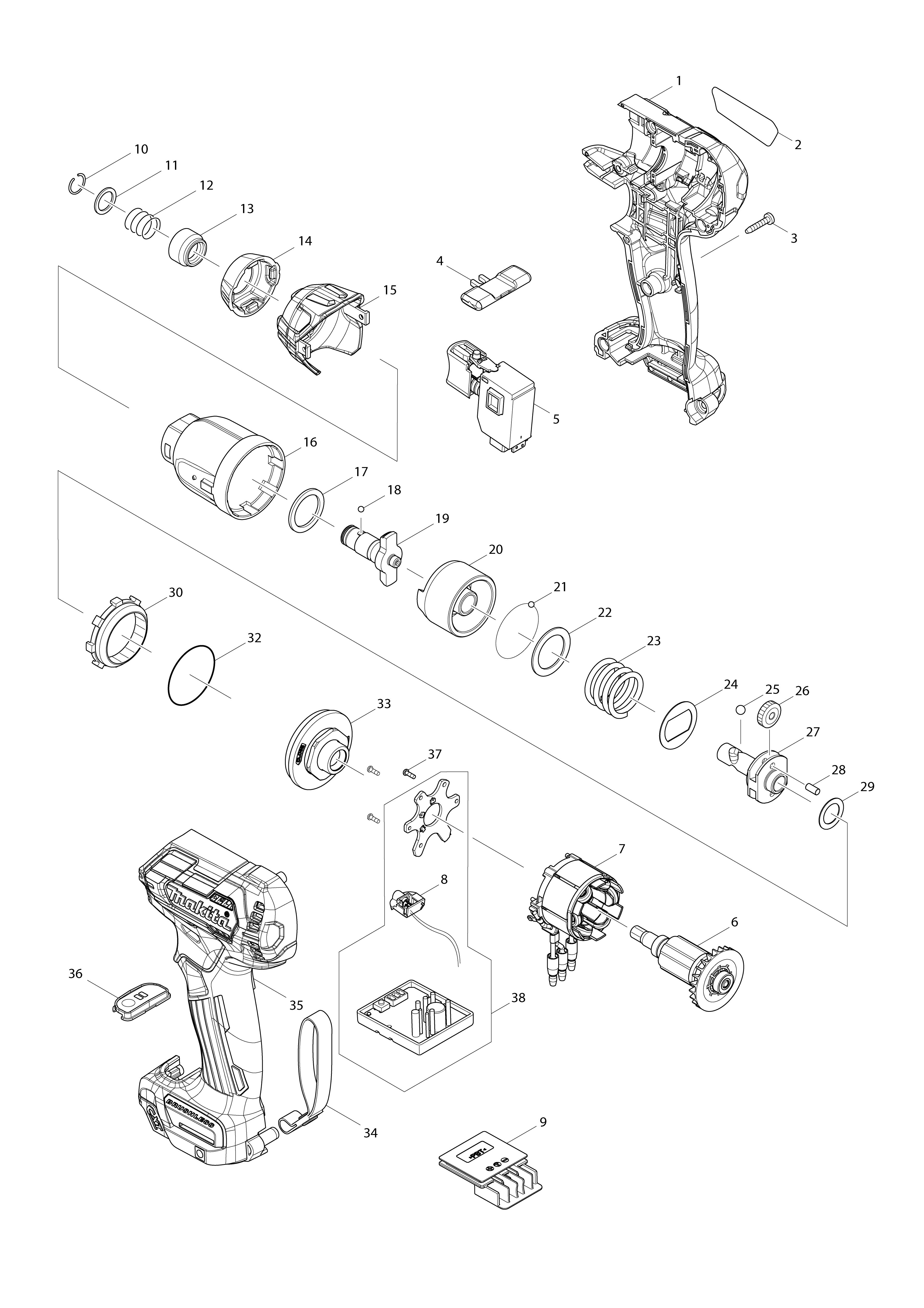 Vue éclatée Makita TD111D#01