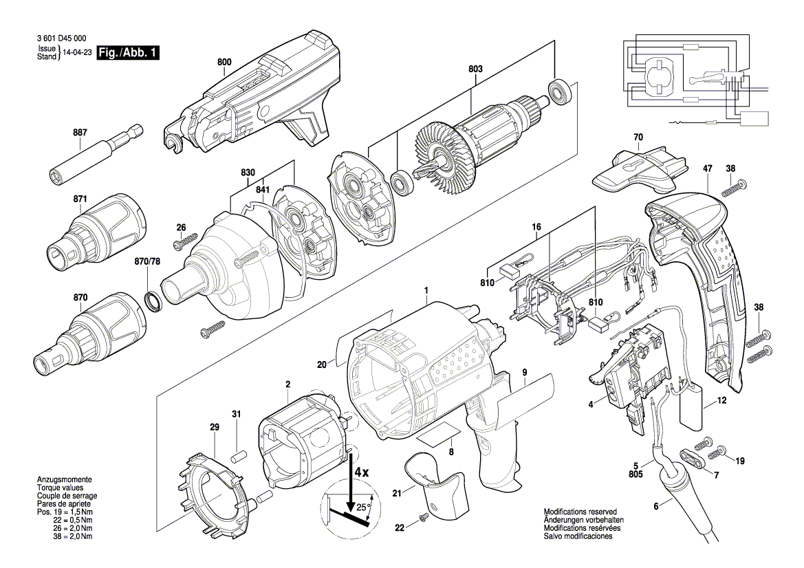 PIECES  DETACHEES VISSEUSE PLAQUISTE  BOSCH GSR 6-25 TE