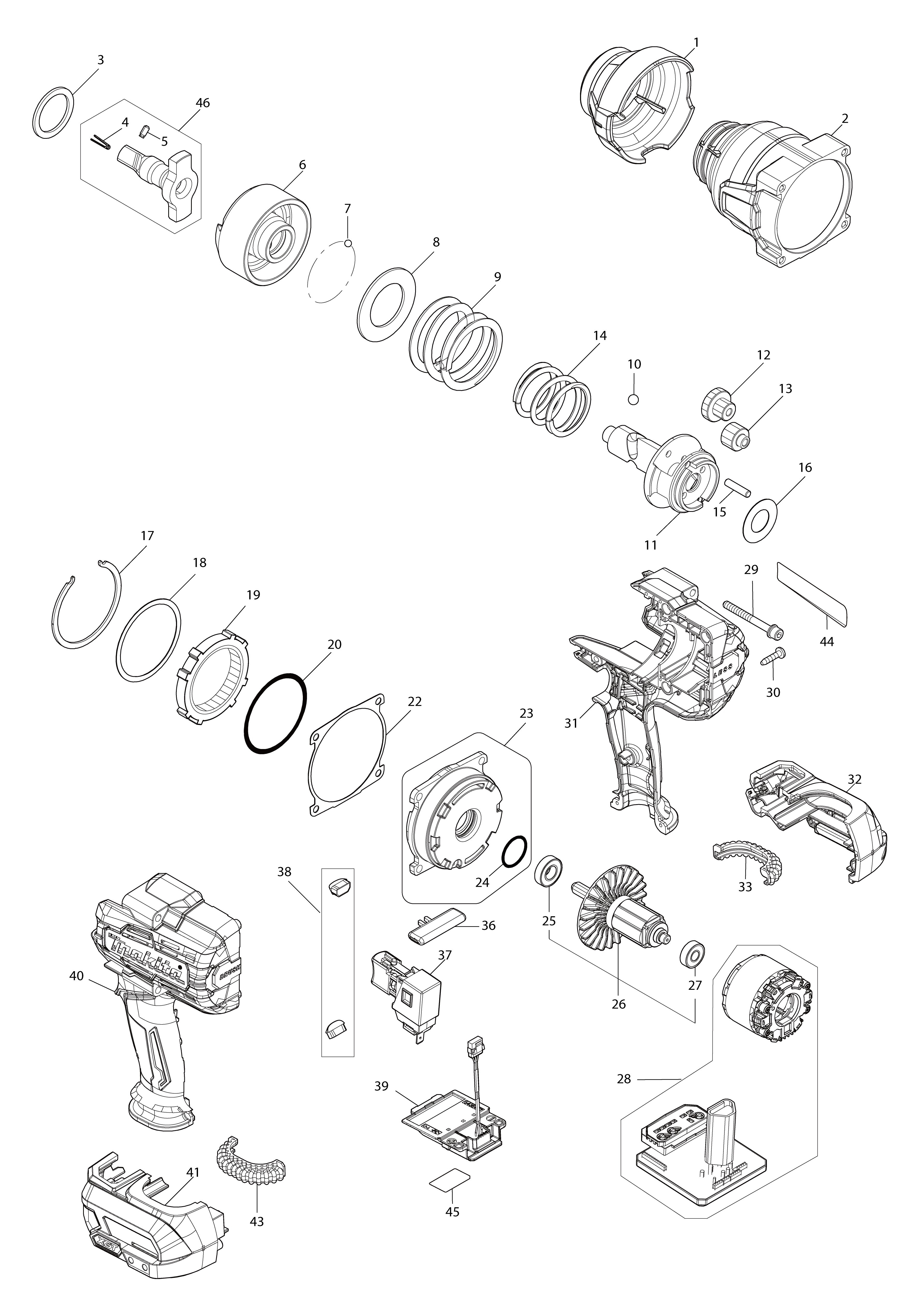 Vue éclatée Makita TW003G#01