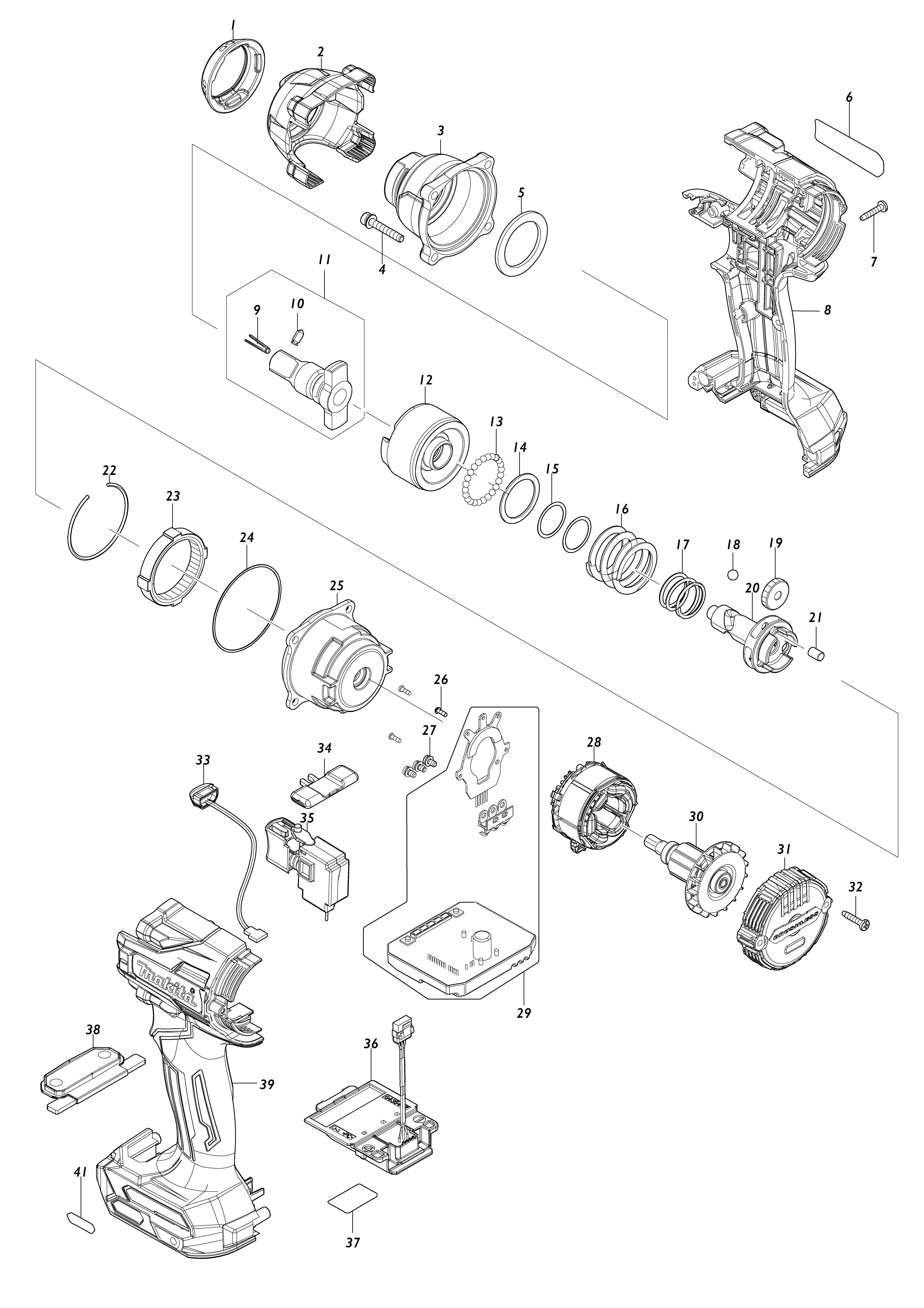 Vue éclatée Makita TW005G#01