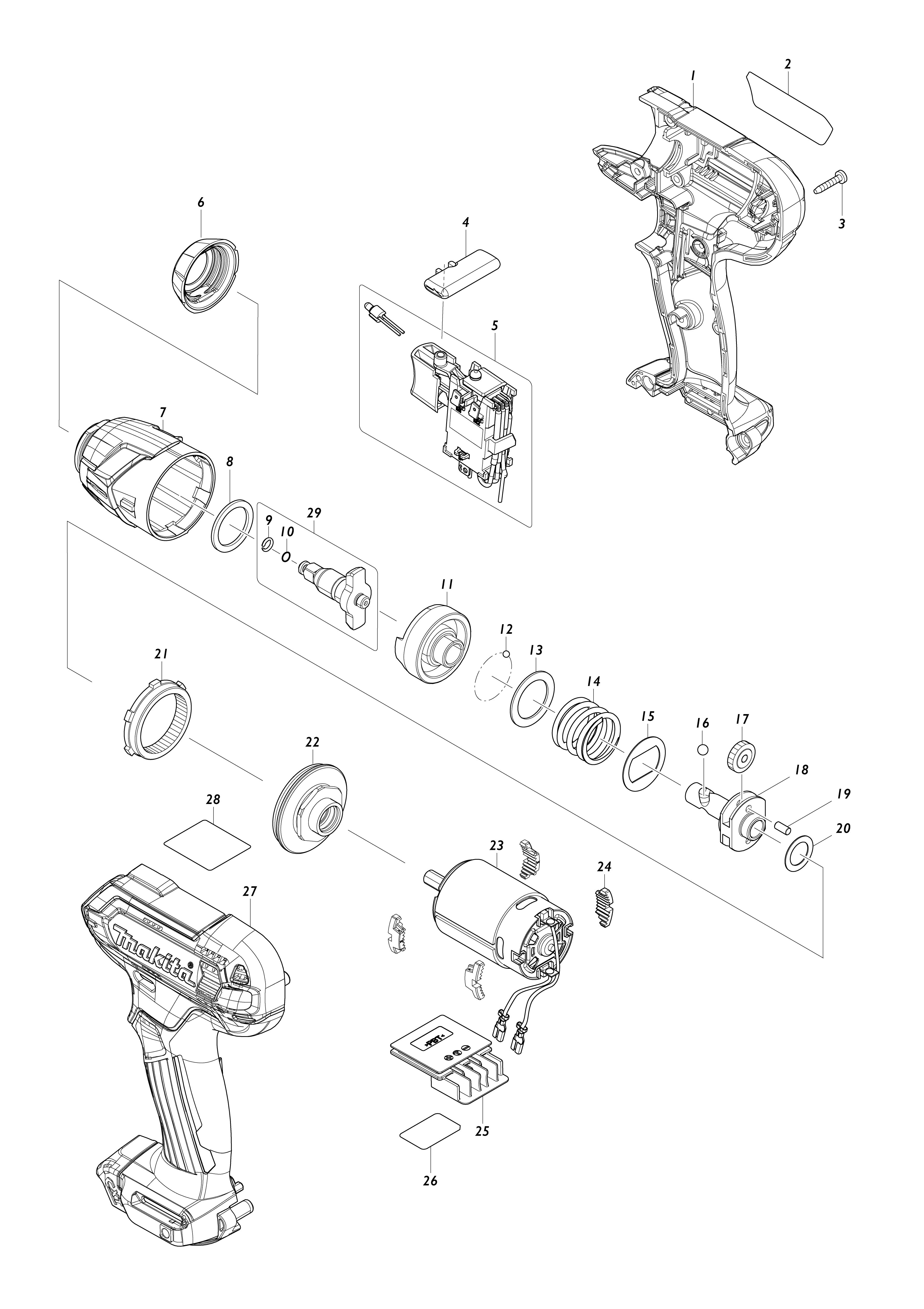 Vue éclatée Makita TW060D#01