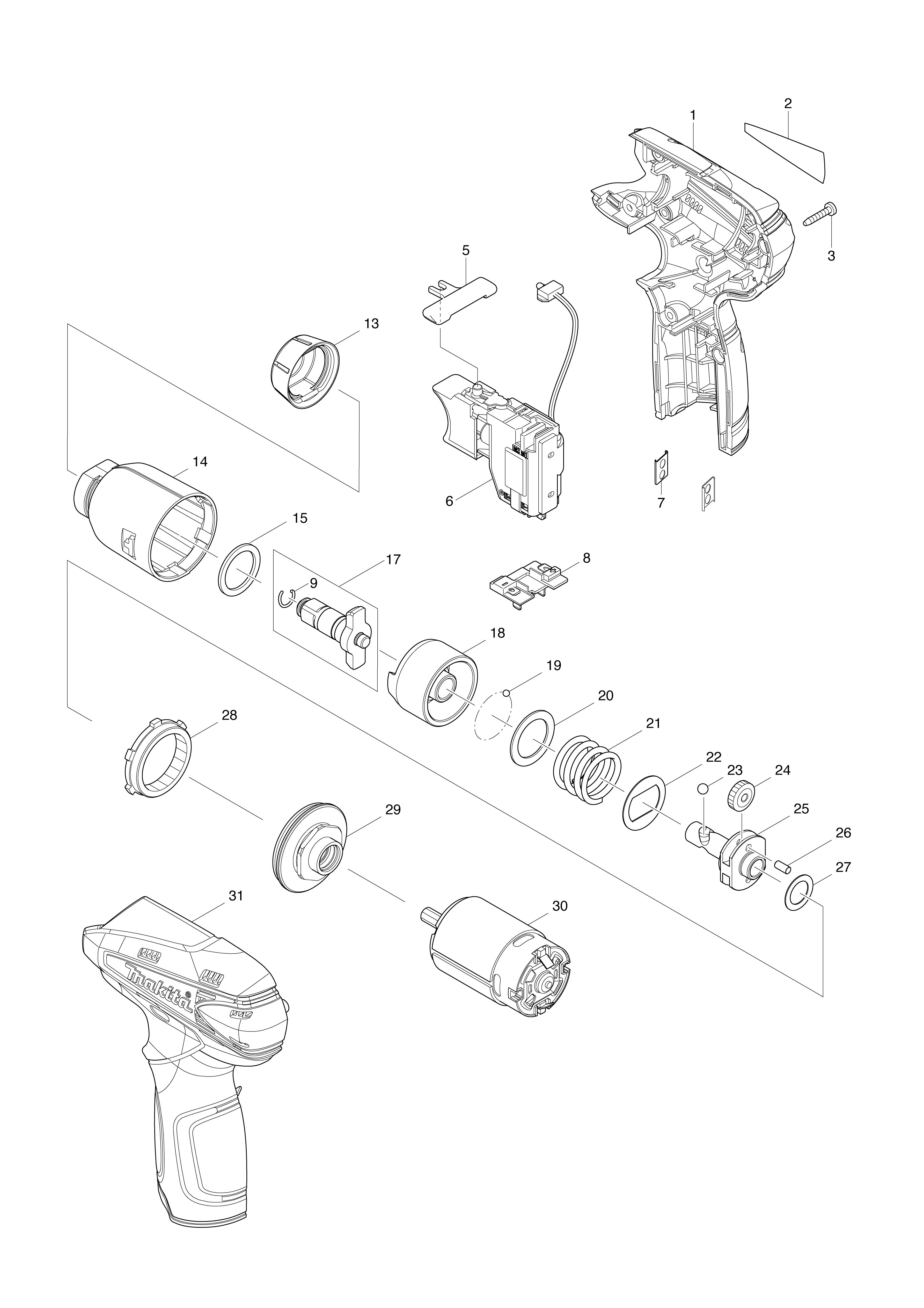 Vue éclatée Makita TW100D#01