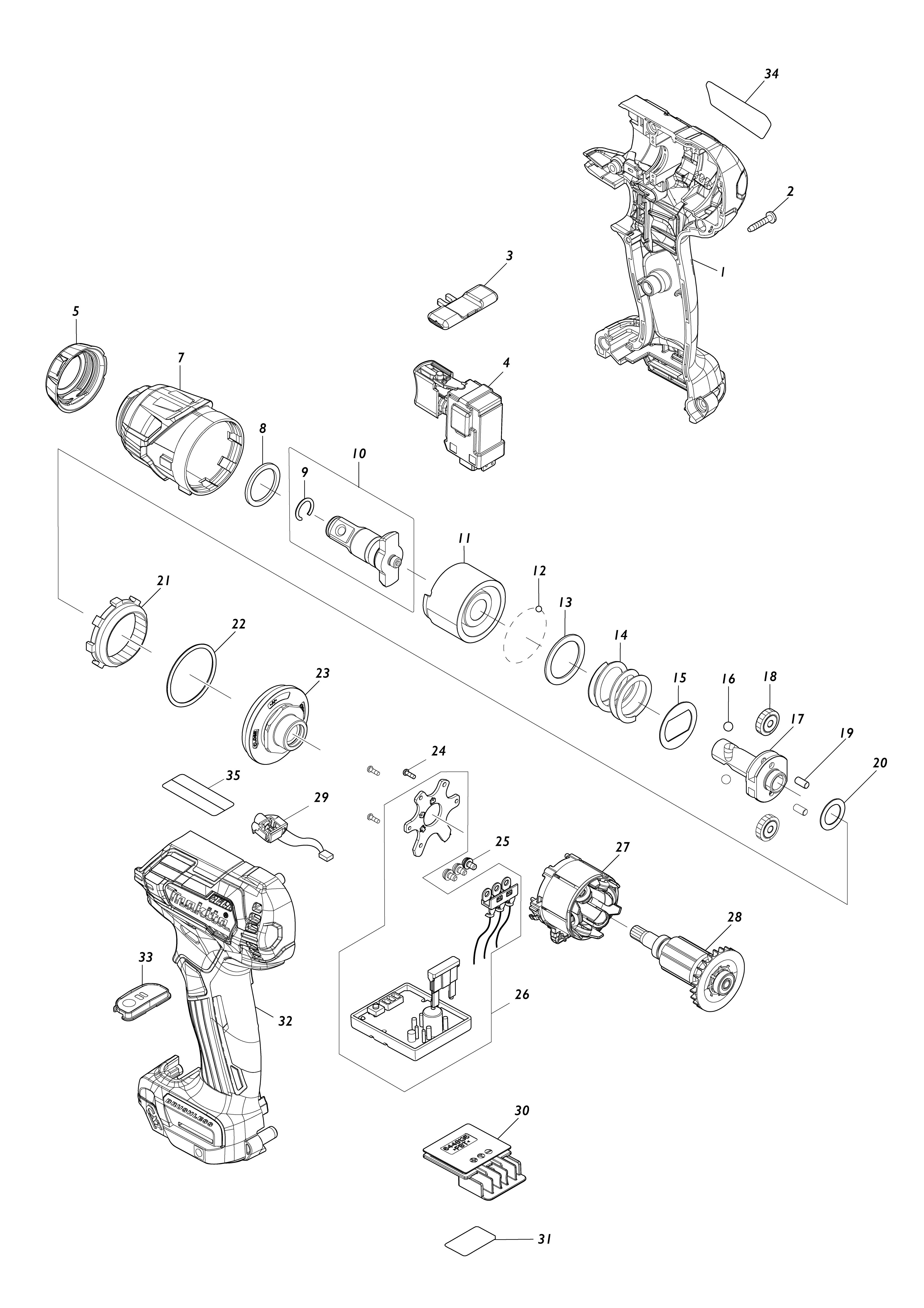 Vue éclatée Makita TW161D#01