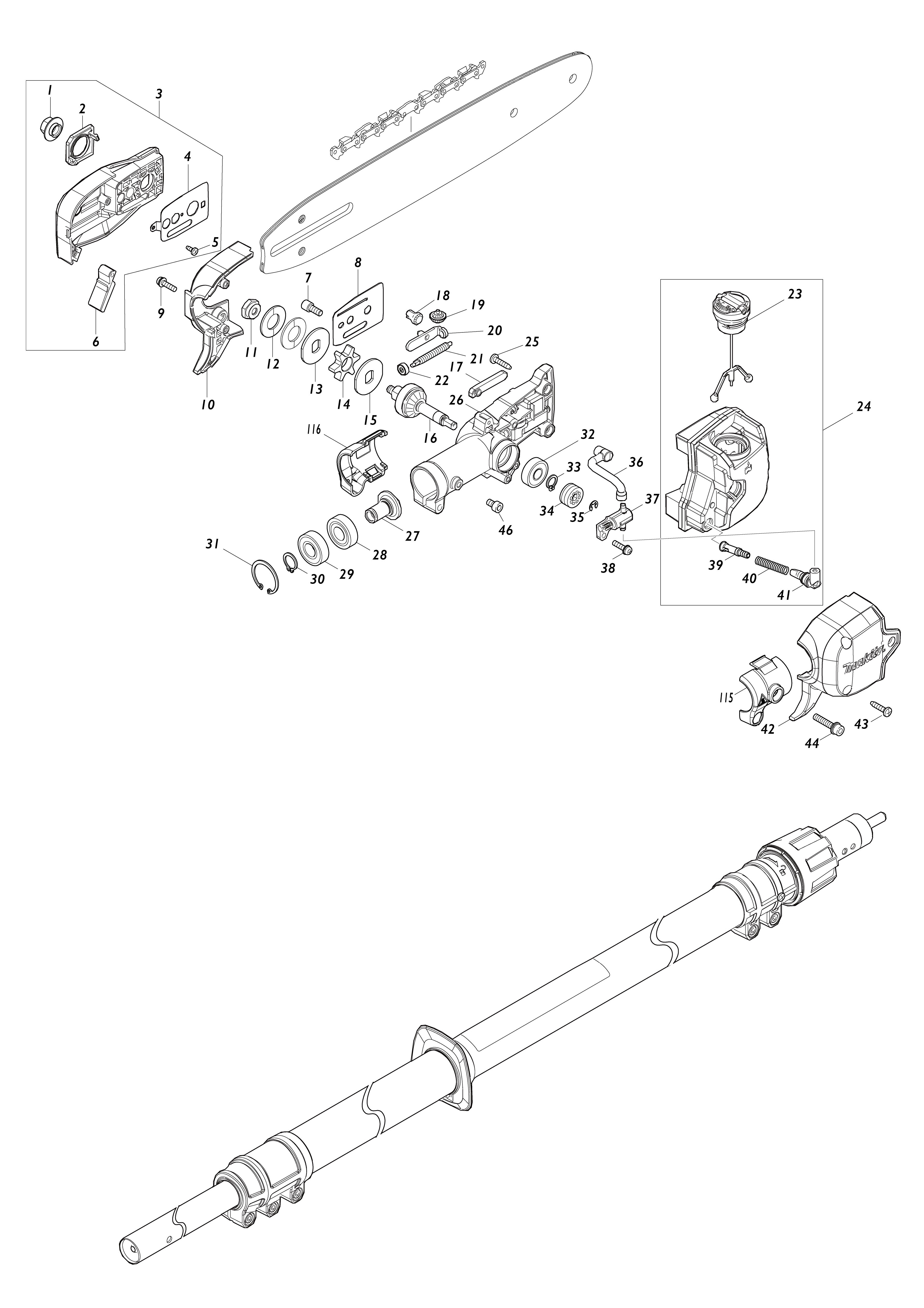 Vue éclatée Makita UA004G#01