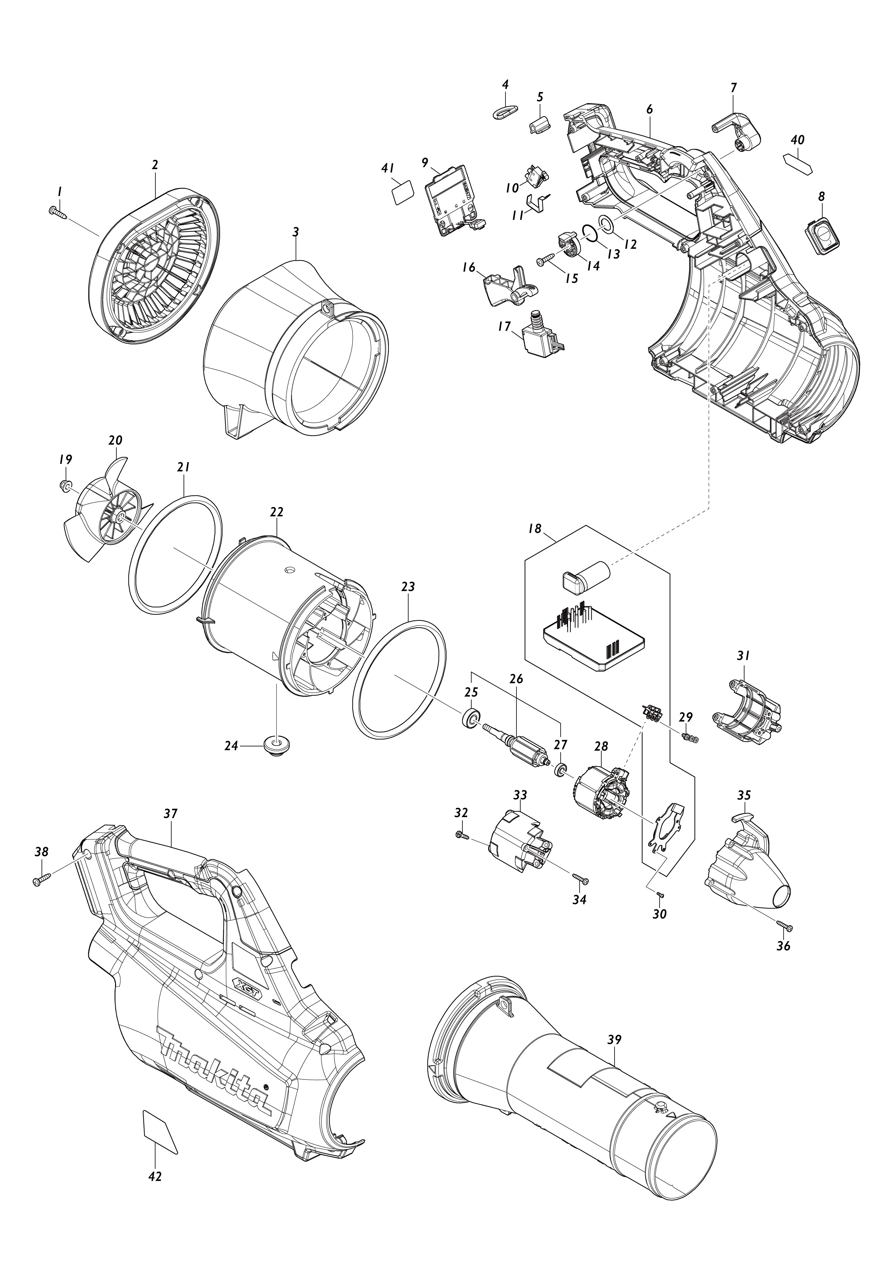 Vue éclatée Makita UB001G#01