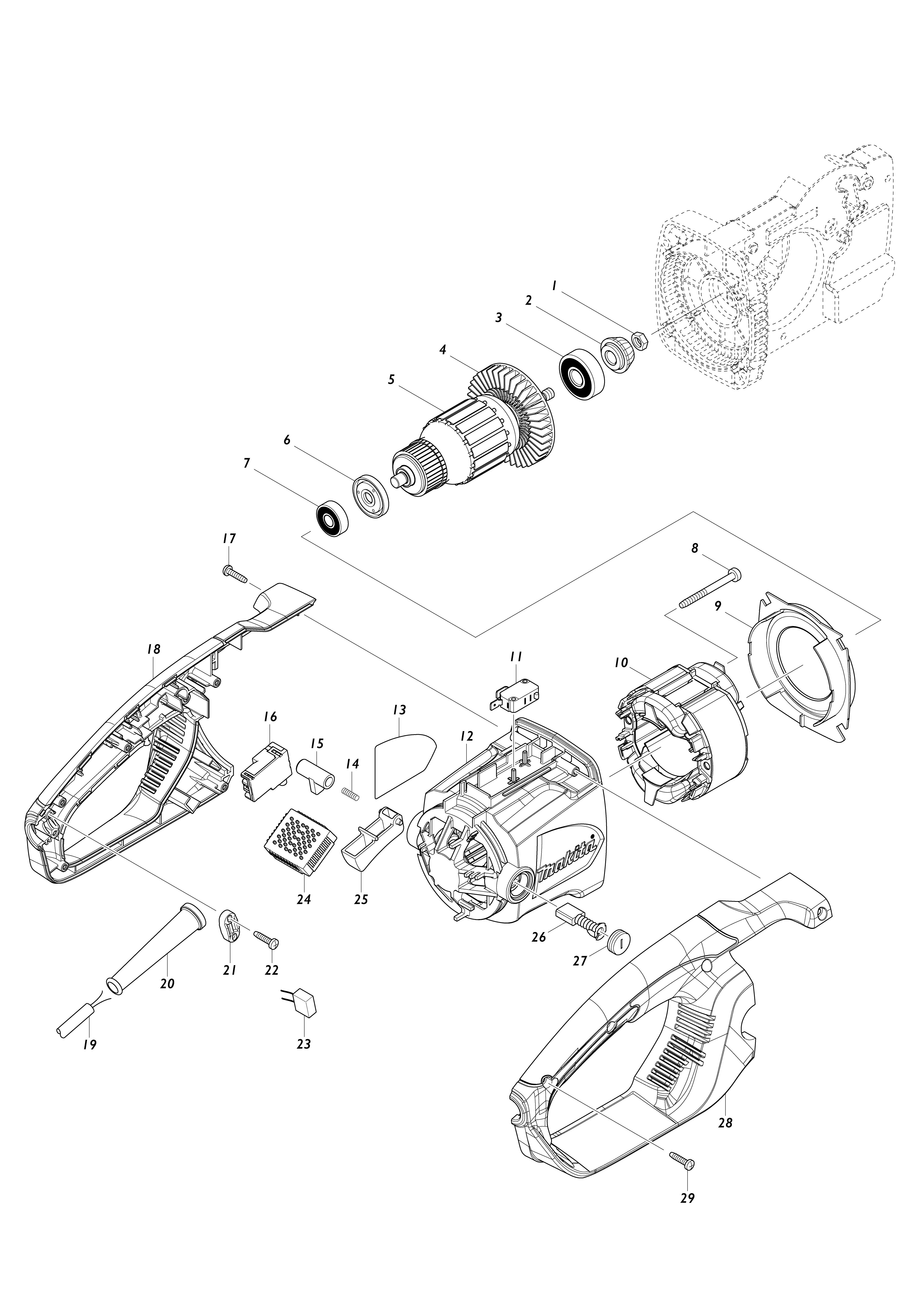 Vue éclatée Makita UC3551A#01