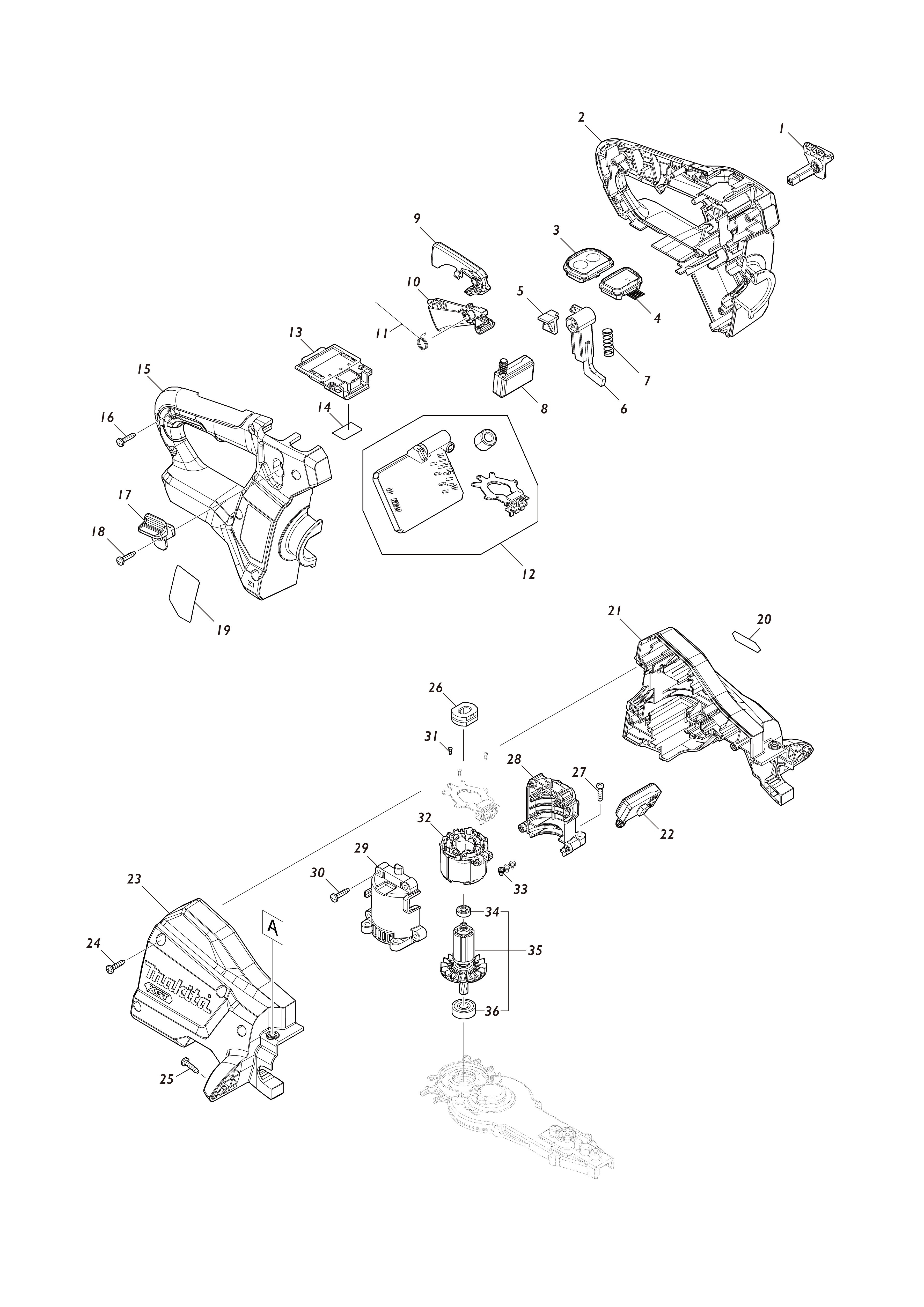 Vue éclatée Makita UH008G#01