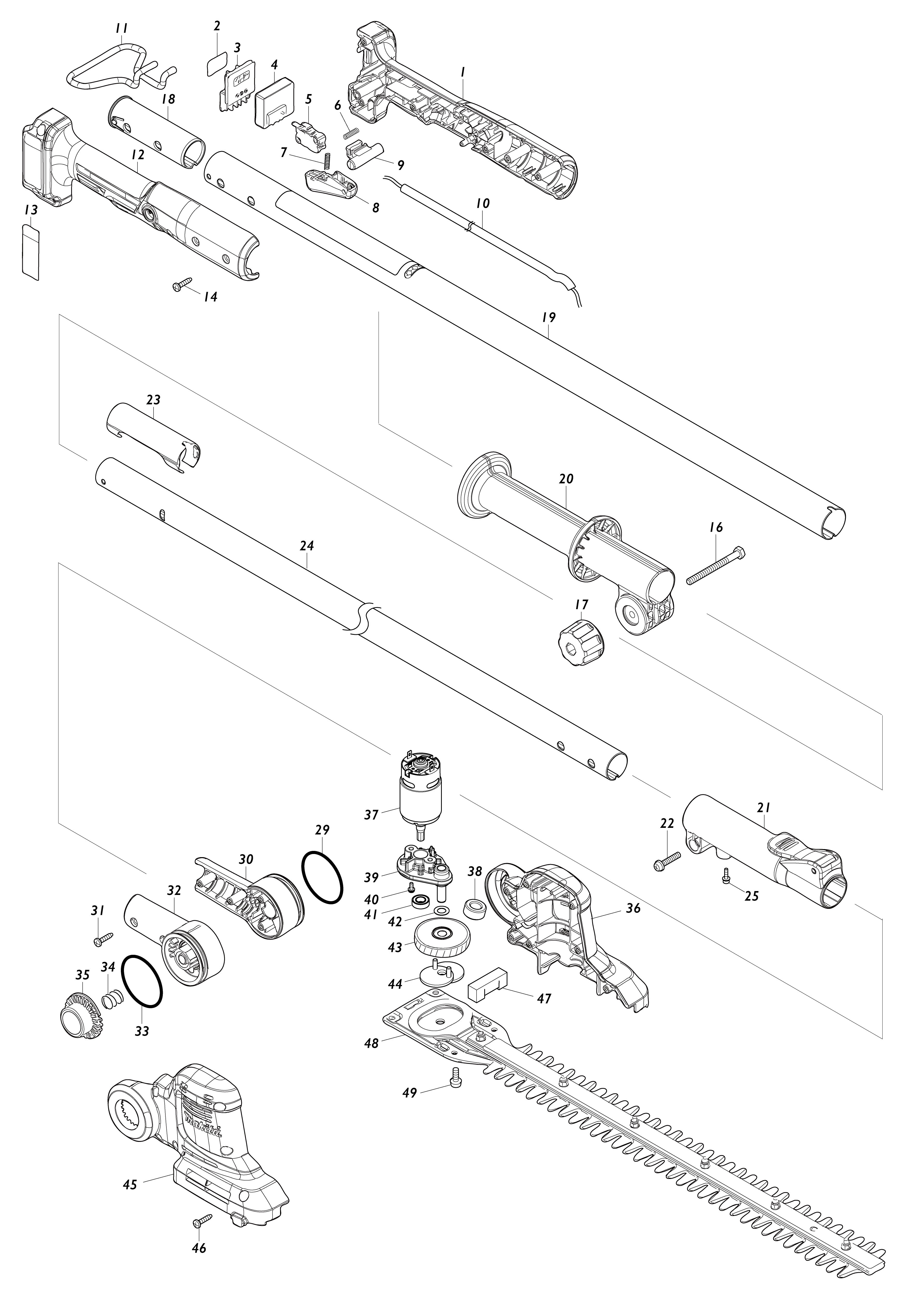 Vue éclatée Makita UN460WD#01