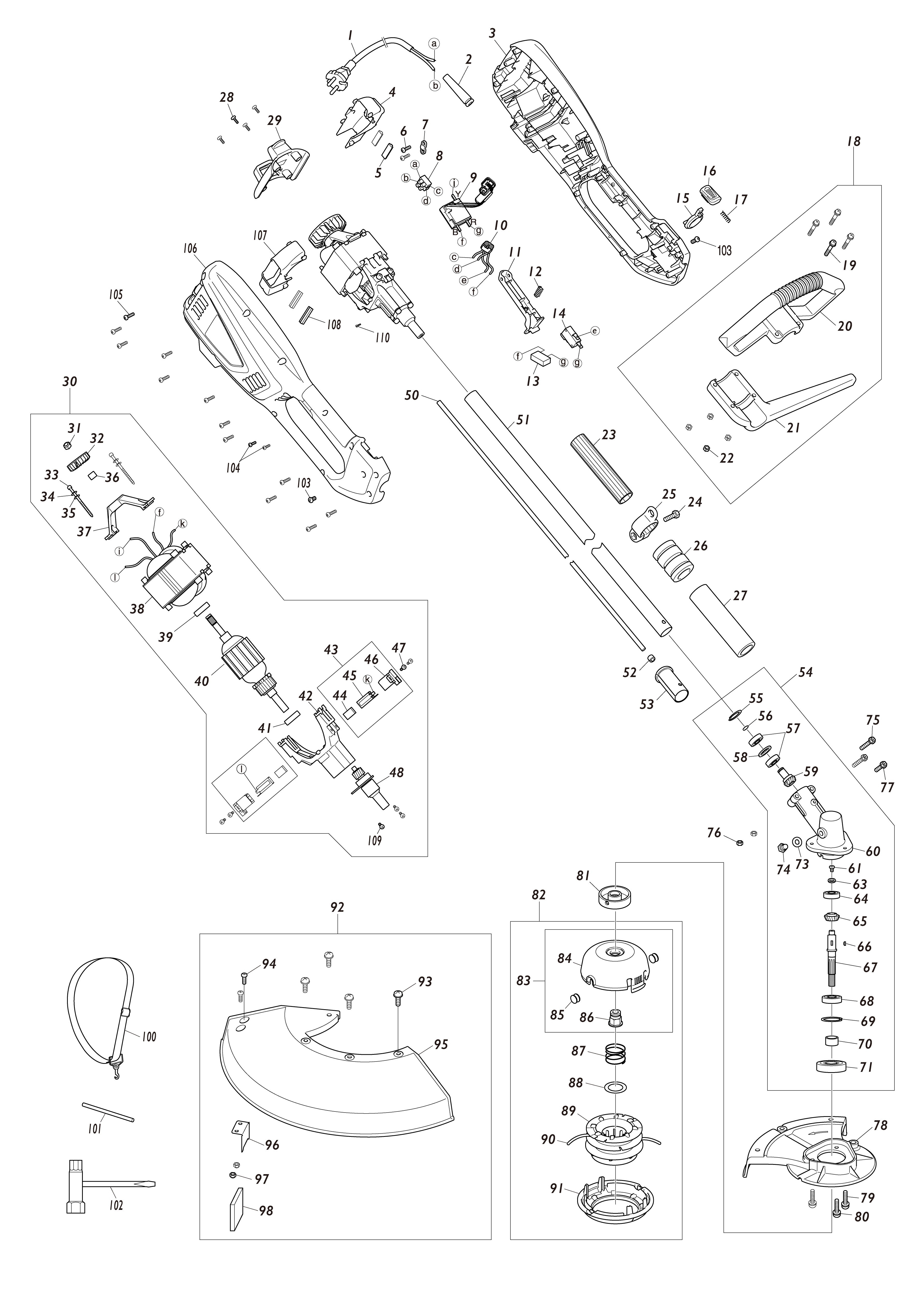 Vue éclatée Makita UR3502#01