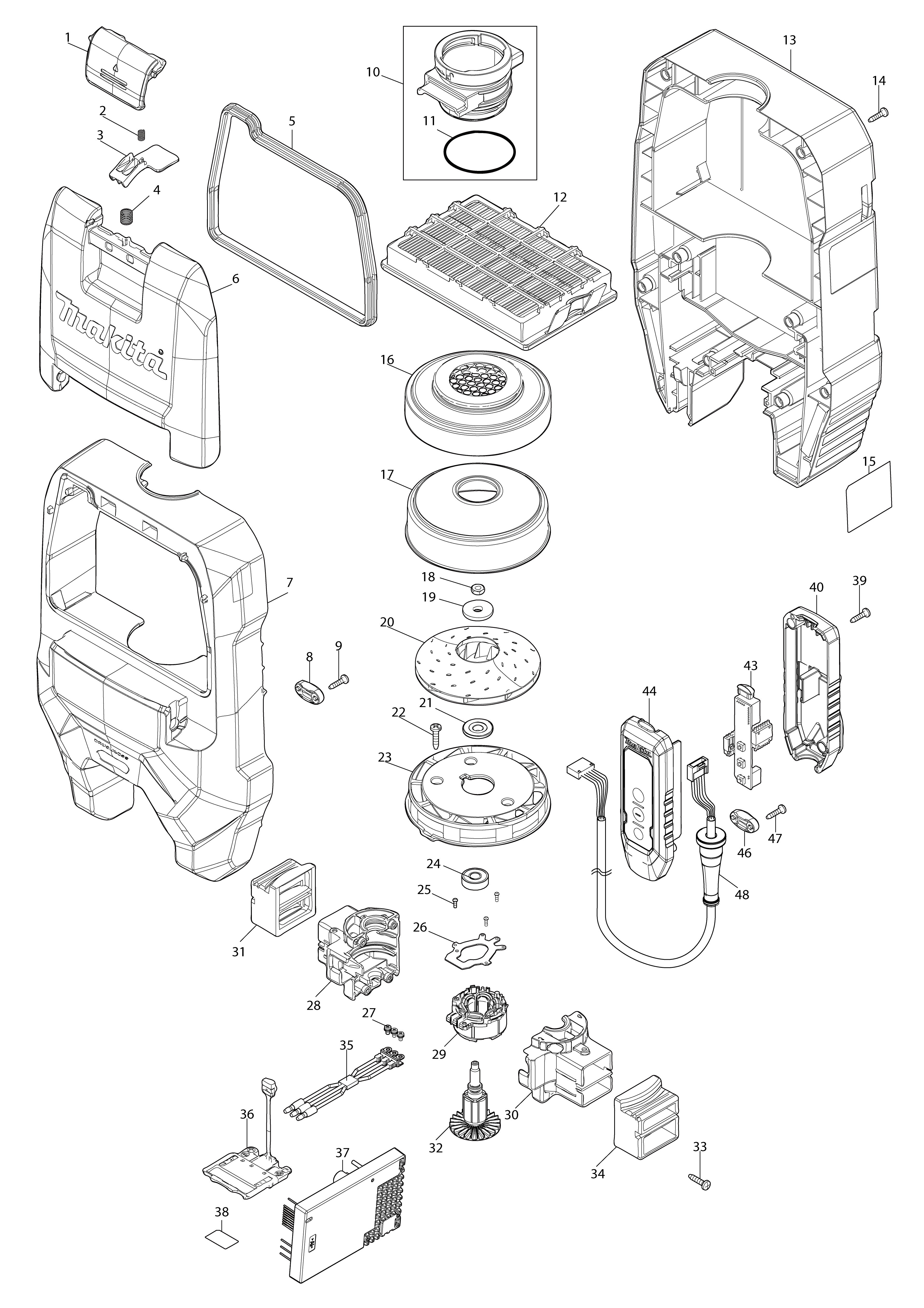 Vue éclatée Makita VC008G#01