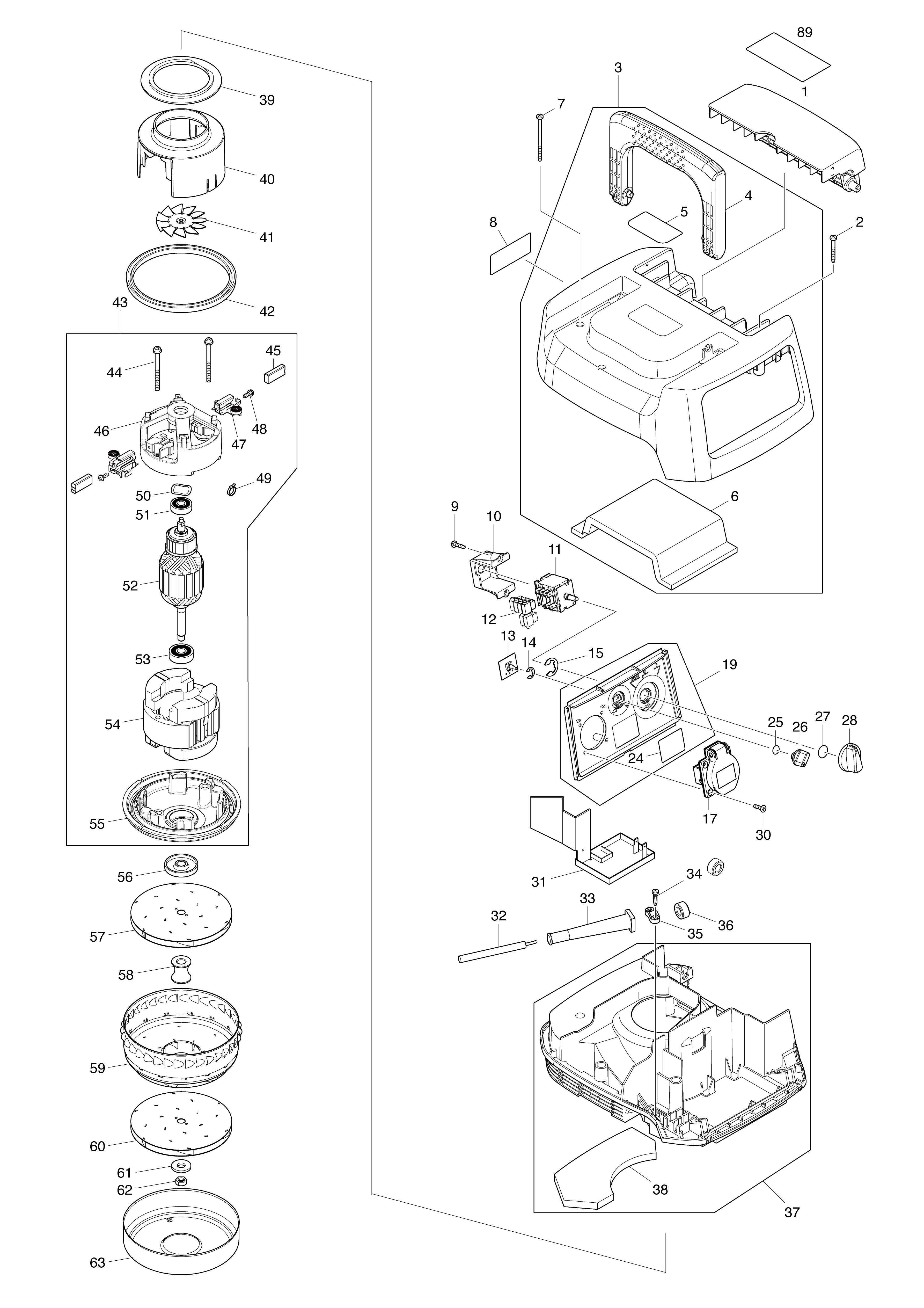 Vue éclatée Makita VC2510L#01