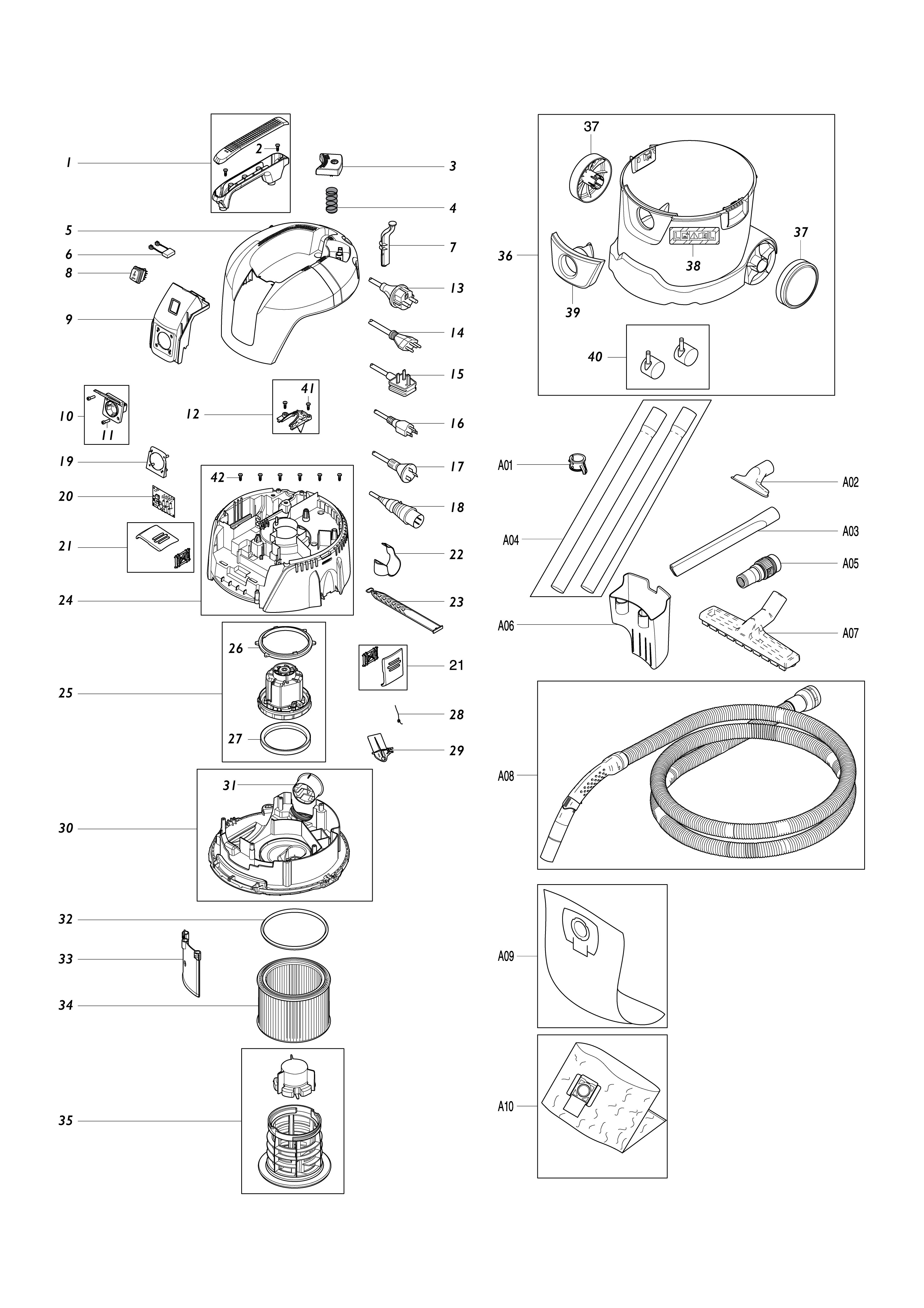 Vue éclatée Makita VC2512L#01