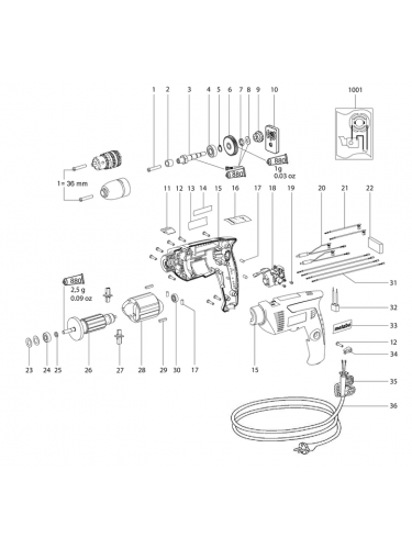 Vue éclatée METABO 01162000#01