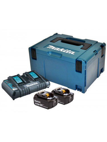 Pack Énergie 18 V Li-Ion (2 batteries + 1 chargeur double) avec coffret MAKPAC Makita