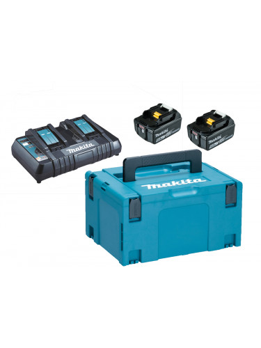 Pack Énergie 18 V Li-Ion (2 batteries + 1 chargeur double) avec coffret MAKPAC Makita