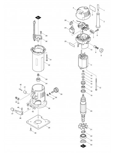 Vue éclatée Makita 3707FC#01