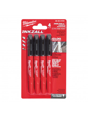 MARQUEURS INKZALL™ INKZALL FINE TIP MARKERS - 4 PCS MILWAUKEE