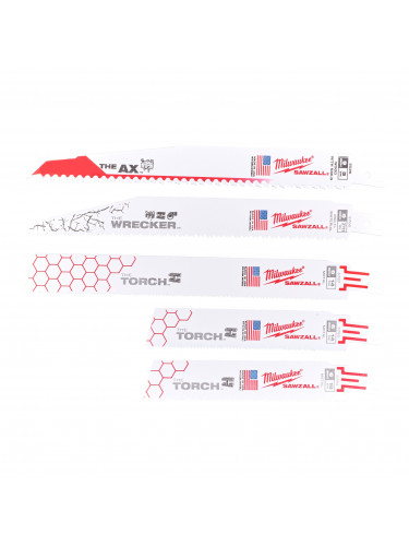 COFFRETS LAMES DE SCIES SABRES SAWZALL™ SAWZALL BLADE SET - 5PC MILWAUKEE