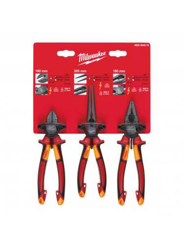VDE 3 PIECE PLIER SET VDE 3 PIECE PLIER SET MILWAUKEE
