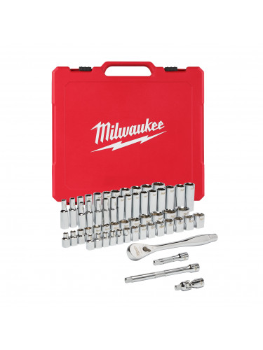 SET DE DOUILLES À CLIQUET 3/8 DRIVE 56 PC RATCHET + SOCKET SET SAE + METRIC MILWAUKEE
