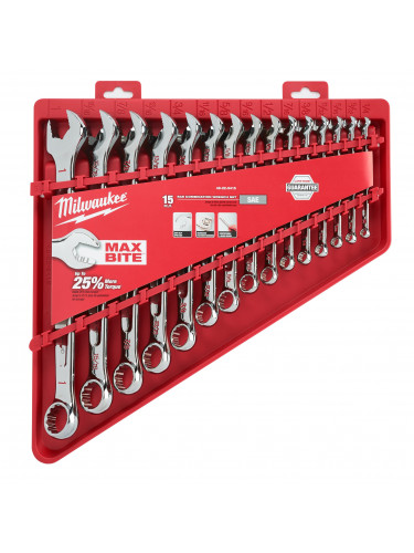 SETS DE CLÉS À CLIQUET MAX BITE™ 15 PC MAXBITE RATCHET IMPERIAL COMBINATION SPANNER SET - 1 PC MILWAUKEE