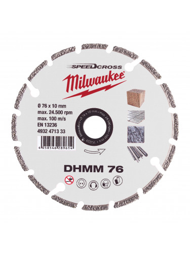 DISQUE DIAMANT MULTI-MATÉRIAUX 76 MM MILWAUKEE