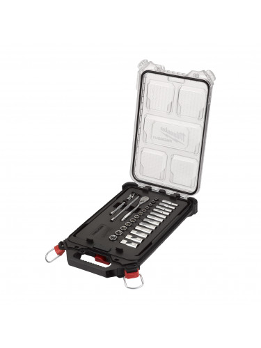 SET DE DOUILLES À CLIQUET 1/4" METRIC 28 PC RATCHET & SOCKET PACKOUT SET MILWAUKEE