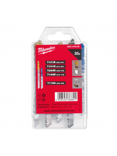 SET DE LAMES DE SCIE SAUTEUSE - RÉCEPTION DE T-SHANK JIGSAW BLADE SET 2 - 35 PCS MILWAUKEE