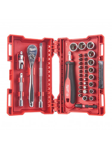 SET DE DOUILLES ET CLÉS À CLIQUET 1/4" AVEC EMBOUTS 1/4" RATCHET & DRIVER & SOCKET SET - 38PC MILWAUKEE