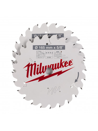 LAMES DE SCIES CIRCULAIRES CSB TWIN PACK 165 X 24T/24T - 2PC MILWAUKEE