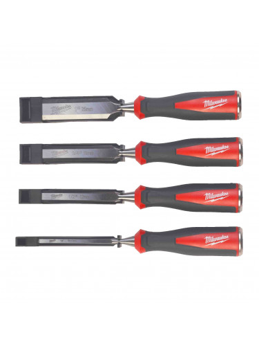 CISEAUX À BOIS BEVELED EDGE CHISELS SET 4PC MILWAUKEE