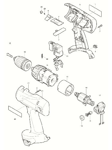 PIECES DETACHEES PERCEUSE VISSEUSE MAKITA 6347DWDE
