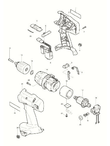 PIECES DETACHEES PERCEUSE VISSEUSE MAKITA 6349DWFE