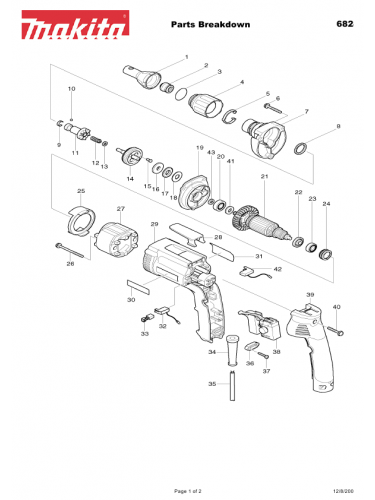 PIECES DETACHEES VISSEUSE PLAQUE DE PLATRE MAKITA 6824K