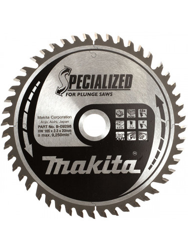 LAME SCIE CIRCULAIRE BOIS MAKITA "SPECIALIZED" D 165 mm POUR SCIES PLONGEANTES